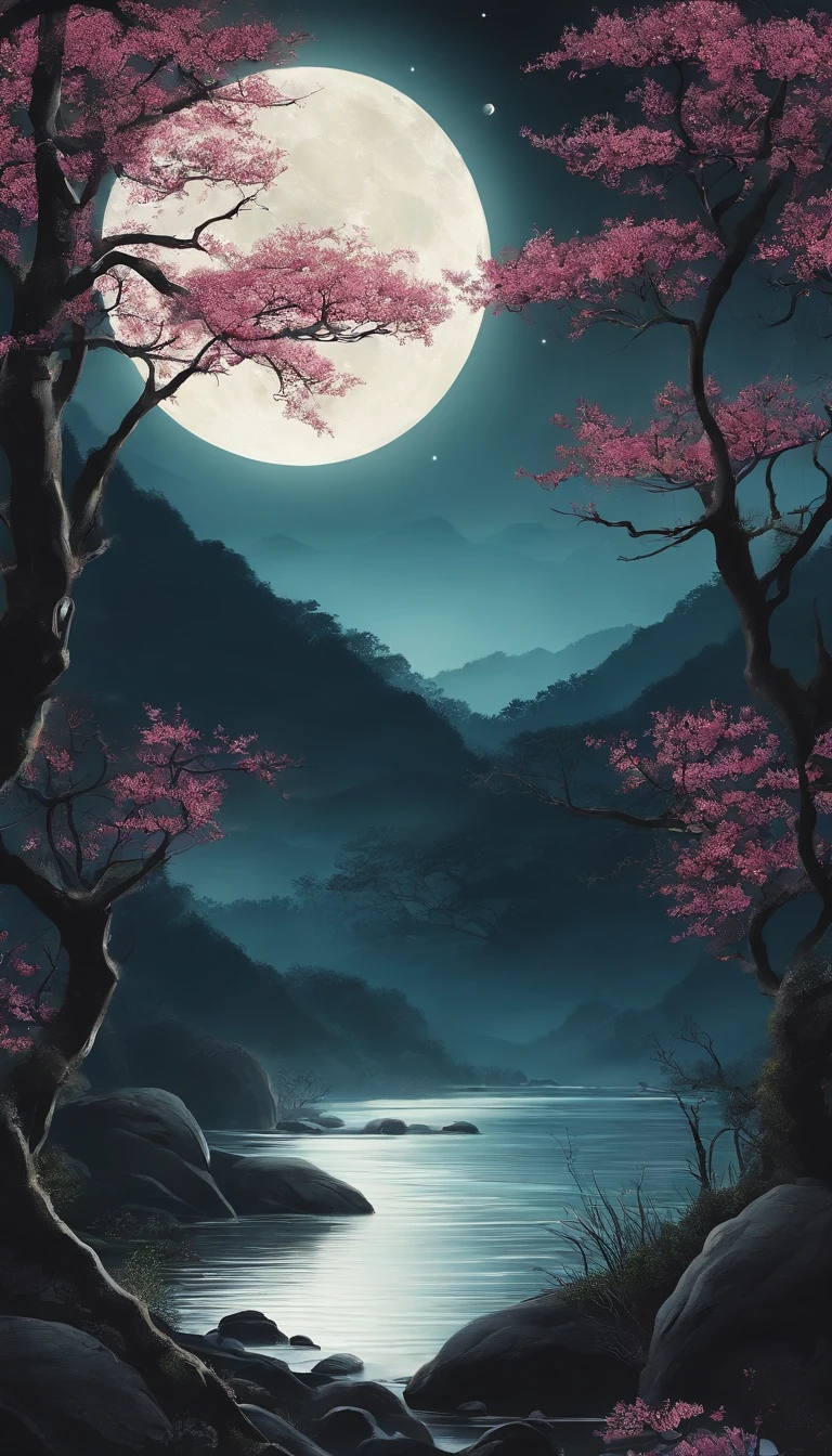 The tide of the Spring River connects the sea level,The bright moon on the sea coexists with the tide。
Thousands of miles with the waves,Where the spring river has no moonlight。
The river flows around Fangdian,The moonlight and flower forest are like mist。