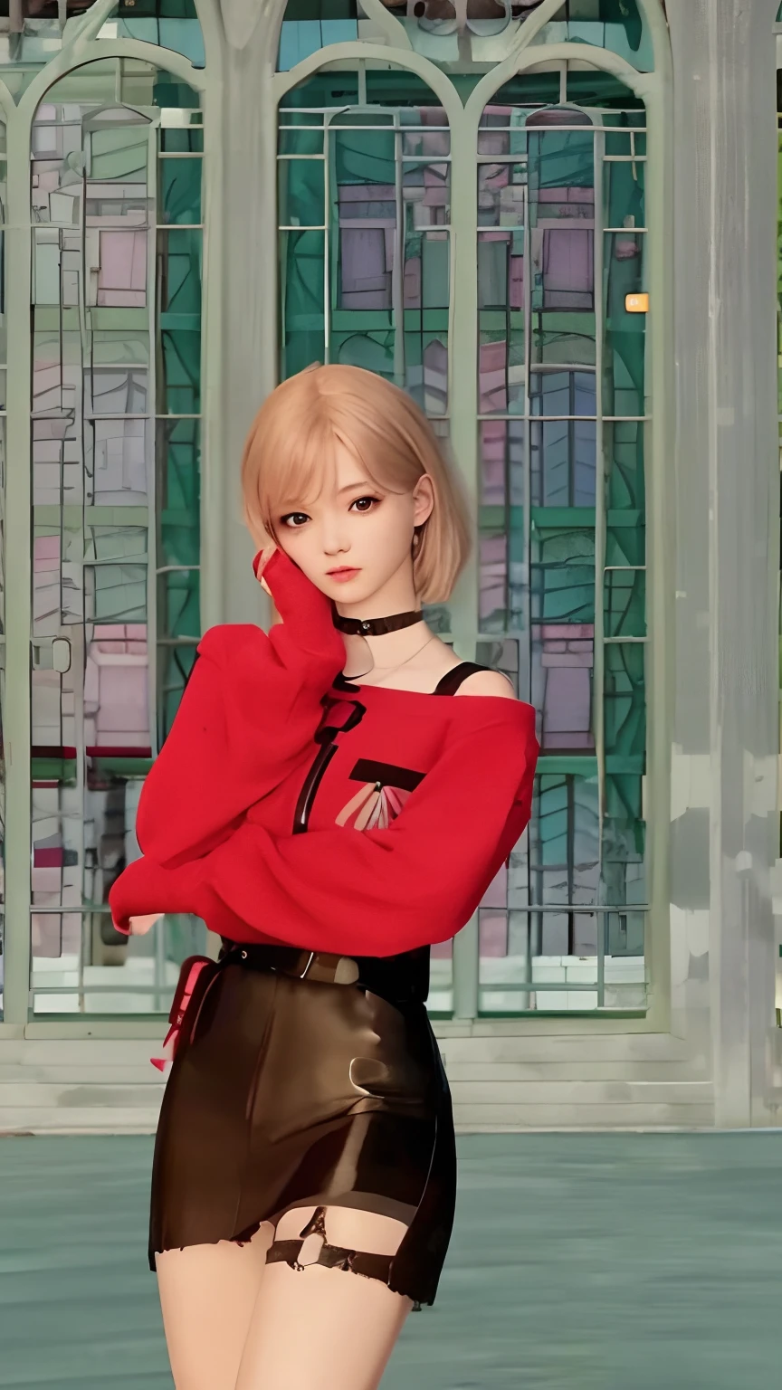 1girl, short hair with a red shirt with a black skirt in a video game, realistic, anime highly detailed, anime realism style, anime styled 3d, semirealistic anime style, with fully detailed faces, 8k highly detailed face, realism artstyle, with very highly detailed face, high detailed face anime, high detailed perfect faces, ultra detail, realistic, 70mm lens,