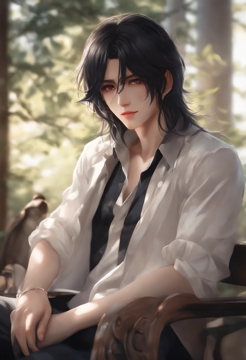 anime boy with long black hair , bobhair, smooth anime cg art, 3 d anime realistic, photorealistic anime, realistic young anime boy, artwork in the style of guweiz, realistic anime artstyle, anime realism style, hyper realistic anime, anime style. 8k, digital anime art