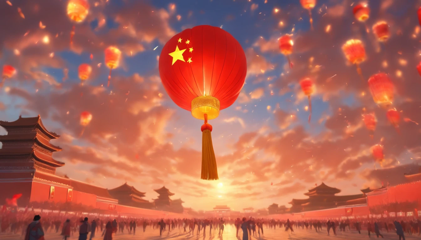 Great masterpiece，Ultra-realistic picture scenes，Love and blessings to the country，National history and culture，Joy and vitality，Prosperity and solidarity，the People's Republic of China，Tiananmen square, beijing，Celebrate National Day