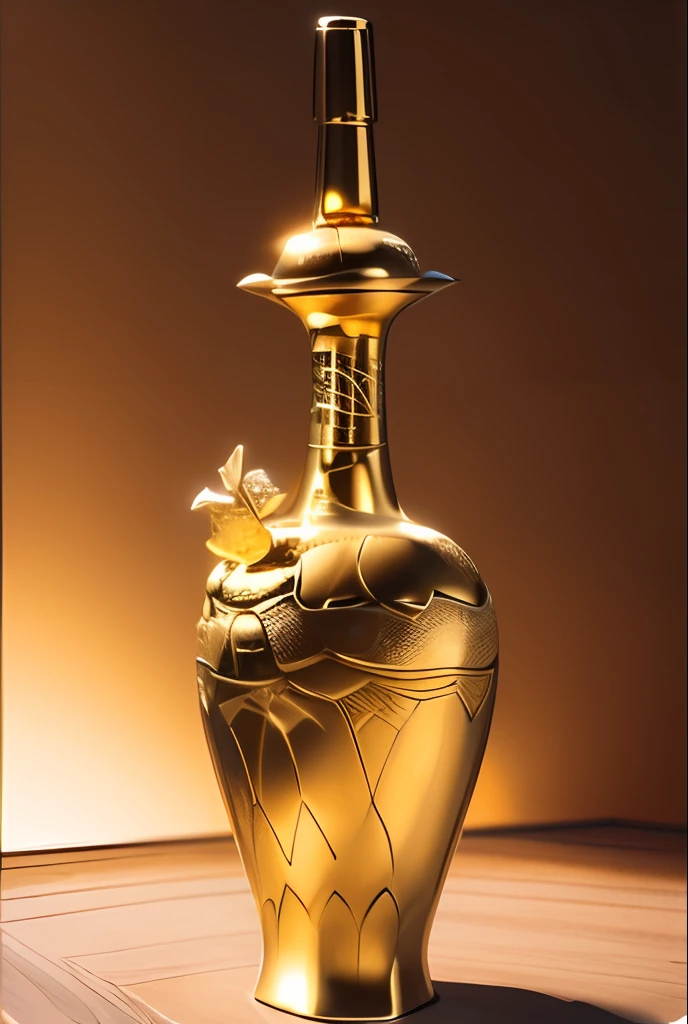 offcial art, (Extremely detailed CG unifies 8K,, Diamond, and wallpaper), (Photorealistic:1.4), (Masterpiece), (Best quality:1.2),Light and shadow tracking,Super HD, A high resolution, the detail, RAW photogr, Sharp Re, Nikon D850 Film Stock Photo by Jefferies Lee 4 Kodak Portra 400 Camera F1.6 shots, Rich colors, ultra-realistic vivid textures, Dramatic lighting, Unreal Engine Art Station Trend, cinestir 800,solid color backdrop,photorealestic,Golden magic container in the museum,Antique artifacts,((((gold)))),((((blingbling))))The background is a white glow,suns,Rainbow circle,chai,Total height 28 cm,There is a lid on it,The buckle is tight,The shape of this golden bottle,It resembles a golden cleaning bottle unearthed by the shrine monk Tataki,(((There is a pattern on the bottle))),(((Auspicious cloud pattern))),It can be concluded that it is a relic of the Tang Dynasty,Full work, Full of patterns, No text,Forged hammer pattern,Big belly,oguchi,On the small mouth is a dragon,sedate,massiness,Shiny and warm