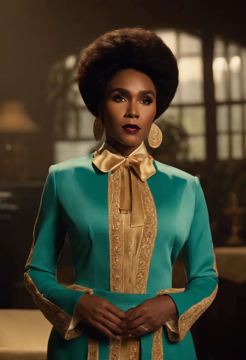 ACTRESS AND SINGER Janelle Monáe as Mary Jackson REALISTIC HD REALISTIC PHOTO LOOKS FULLY IN FRONT OF THE SCREEN WITH COSTUME WORN BY THE CHARACTER HIDDEN FUTURES