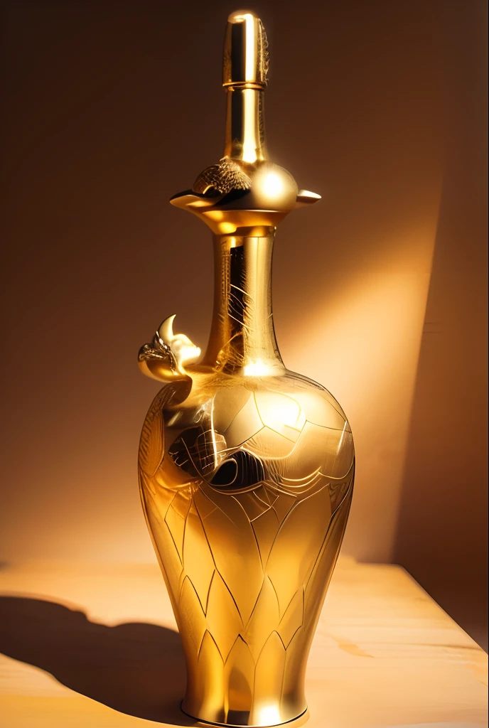 offcial art, (Extremely detailed CG unifies 8K,, Diamond, and wallpaper), (Photorealistic:1.4), (Masterpiece), (Best quality:1.2),Light and shadow tracking,Super HD, A high resolution, the detail, RAW photogr, Sharp Re, Nikon D850 Film Stock Photo by Jefferies Lee 4 Kodak Portra 400 Camera F1.6 shots, Rich colors, ultra-realistic vivid textures, Dramatic lighting, Unreal Engine Art Station Trend, cinestir 800,solid color backdrop,photorealestic,Golden magic container in the museum,Antique artifacts,((((gold)))),((((blingbling))))The background is a white glow,suns,Rainbow circle,chai,Total height 28 cm,There is a lid on it,The buckle is tight,The shape of this golden bottle,It resembles a golden cleaning bottle unearthed by the shrine monk Tataki,(((There is a pattern on the bottle))),(((Auspicious cloud pattern))),It can be concluded that it is a relic of the Tang Dynasty,Full work, Full of patterns, No text,Forged hammer pattern,Big belly,oguchi,On the small mouth is a dragon,sedate,massiness,Shiny and warm