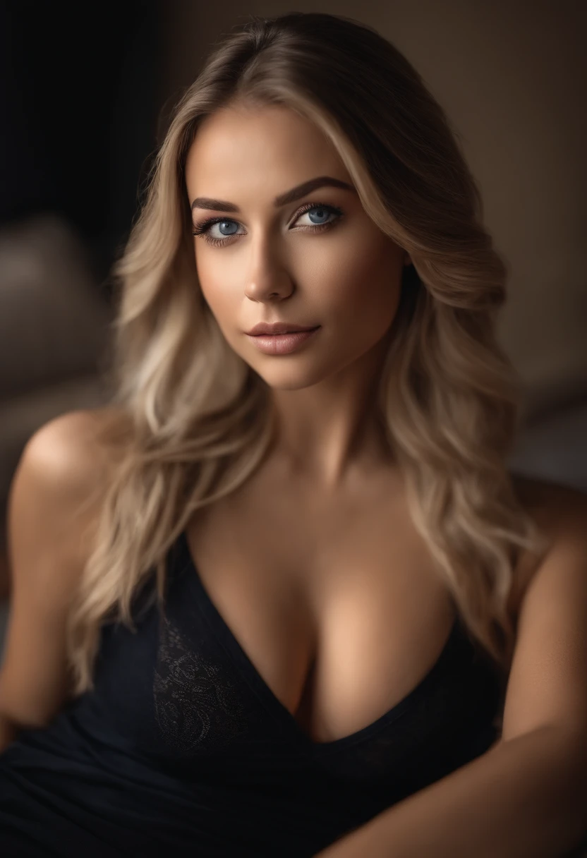 /Woman with matching tank top and panties, in the club Sexy girl with blue eyes, portrait sophie mudd, portrait corinna kopf, blonde hair and large eyes, Selfie einer jungen Frau, Augen im Schlafzimmer, Violet Myers, ohne Make-up, Natural makeup, Blick direkt in die Kamera, Gesicht mit Artgram, dezentes Make-up, Stunning full body shot, im Schlafzimmer, Spaltung