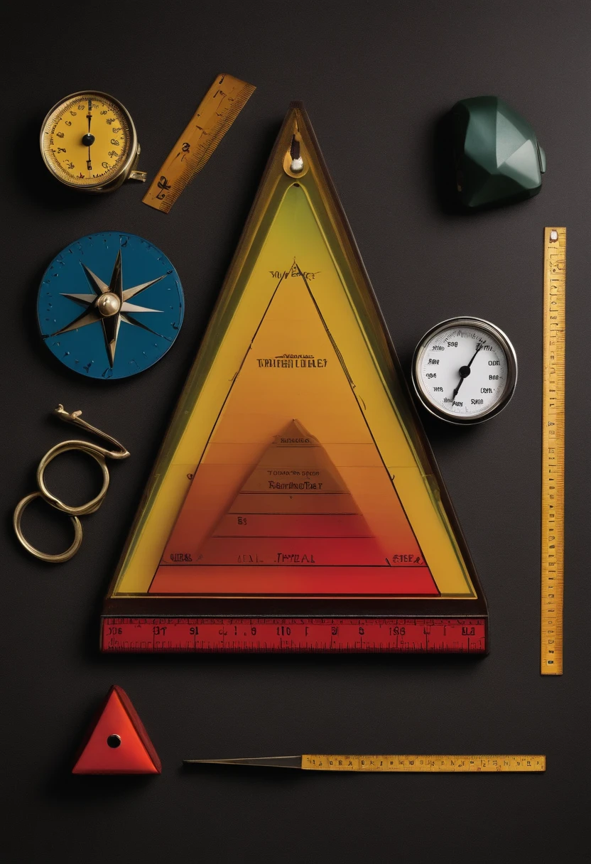 Triangular ruler,tape measure,ruler,compasses,mouse,Level