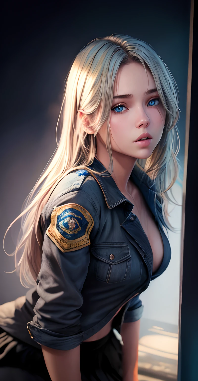 (best quality,4k,8k,highres,masterpiece:1.2),ultra-detailed,(realistic,photorealistic,photo-realistic:1.37),beautiful girl,hot girl,detailed face,detailed eyes,detailed hair,detailed body,(blue eyes),(blonde hair),black blazer,white top,black skirt,vivid colors,portrait,studio lighting