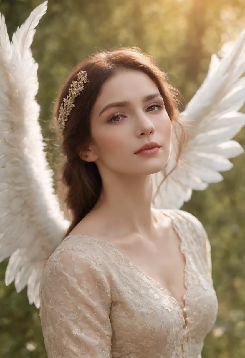 Masterpiece, Top quality, 8K, Real Human, Realistic, Very dense CG, Shiny skin, Full Focus, Heaven, Divine glory, Radiant, angel, Blessing, blissful,