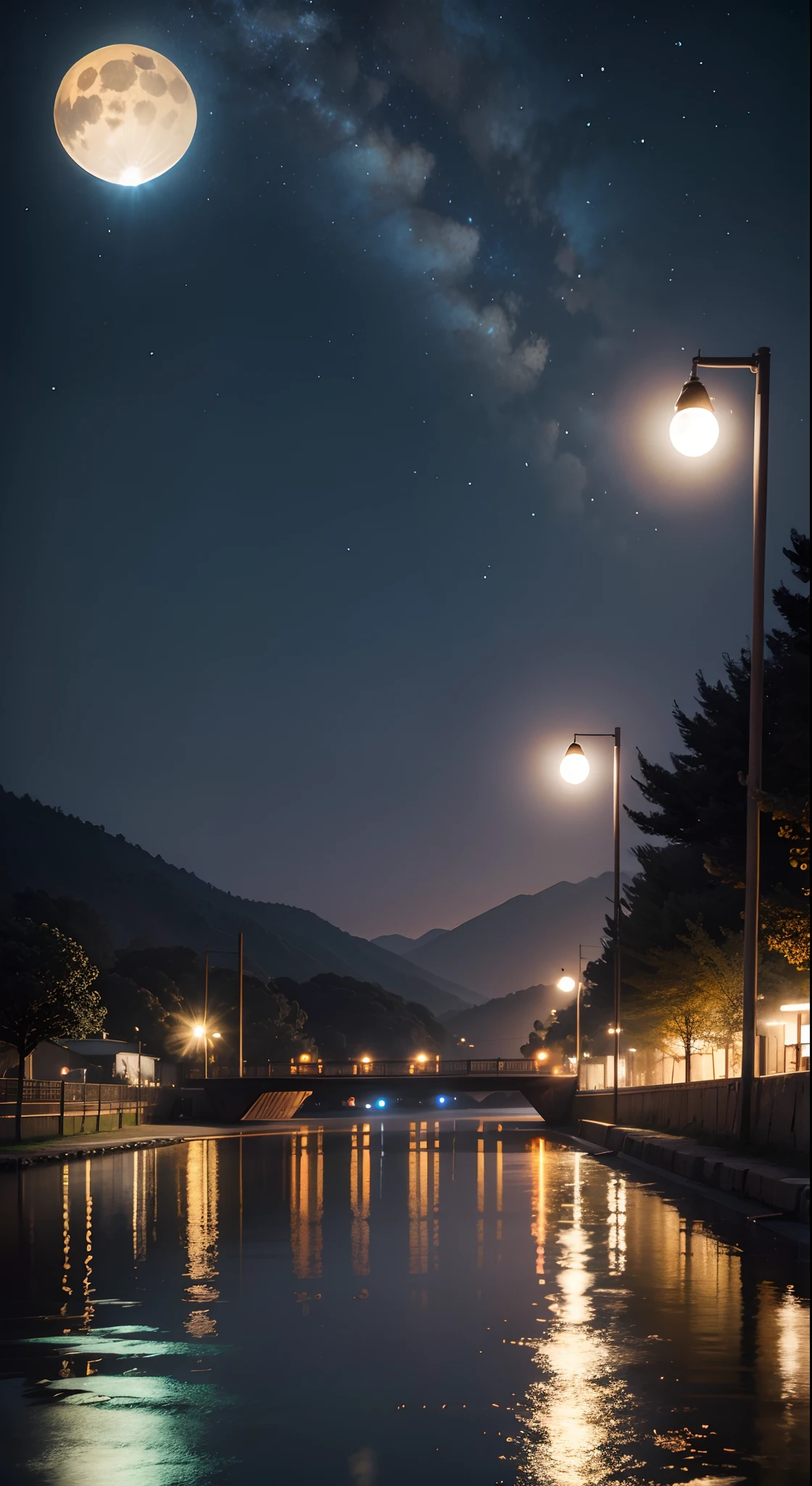 Mid-Autumn Festival scenery realistic effect Night shooting Natural style