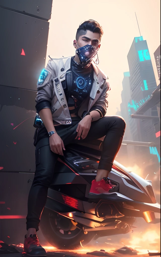Change background cyberpunk handsome boy realistic face