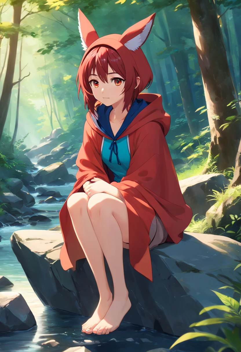 cute,cute, 1 girl, alone, cranberry hair, pixie cut, bangs, hair ornaments, red eyes, index finger, close view, From Adobe, Severe, Oversized cardigan with patch pockets and hood,{{In the forest}},{{{{whole body}}}},(((genital hair))), NSFW, (((pubic hair))),(happy face)、(Toe to toe)、squat、pee,(((pubic hair))),(happy face)、(Toe to toe)、squat、pee、Take off your pants,mini skirt、Big breasts showing crotch, break simple background