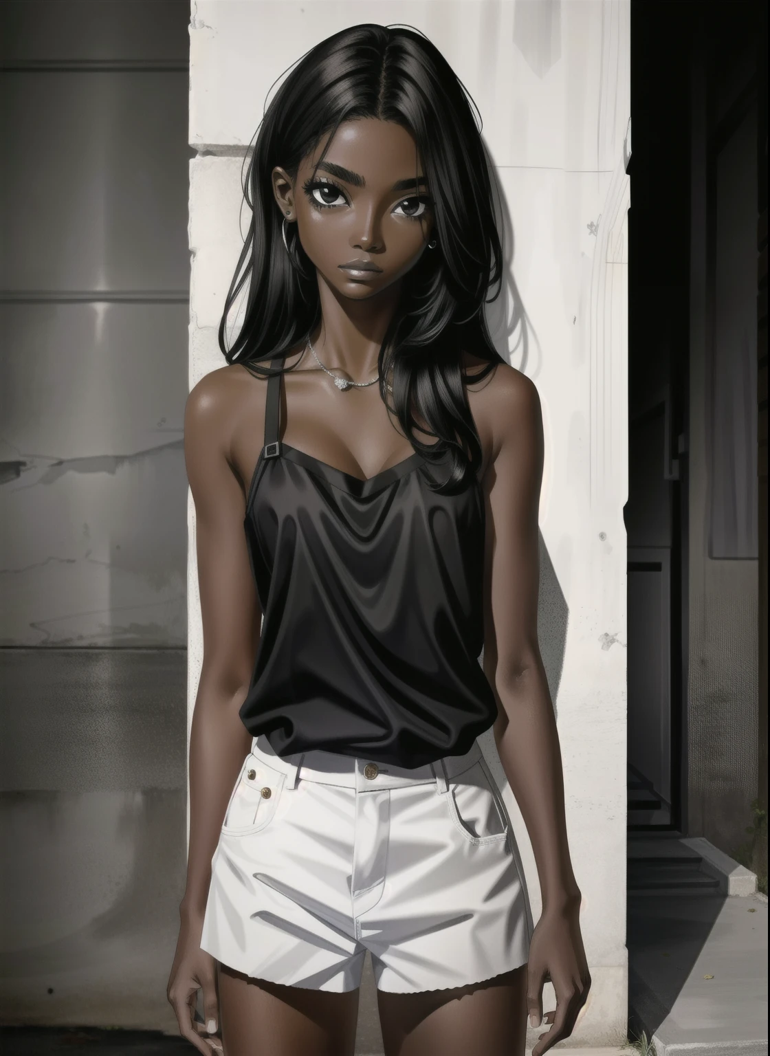 Masterpiece, best quality, high-res, 1 girl, dark skin, black eyes