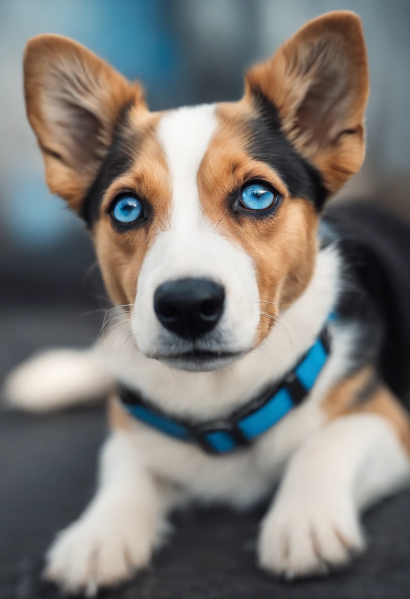 Generate an icon-style image of a cute forward-facing dog with blues eyes.