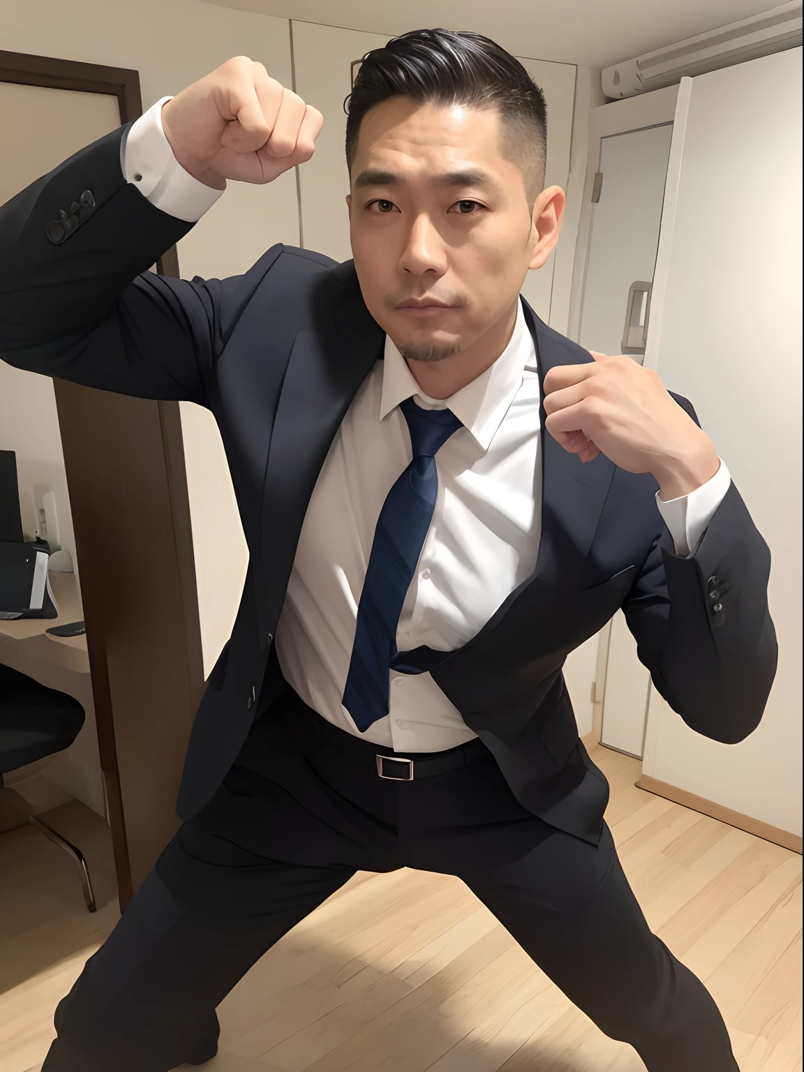 Man posing、salaryman、Guts Pose、Uncle
