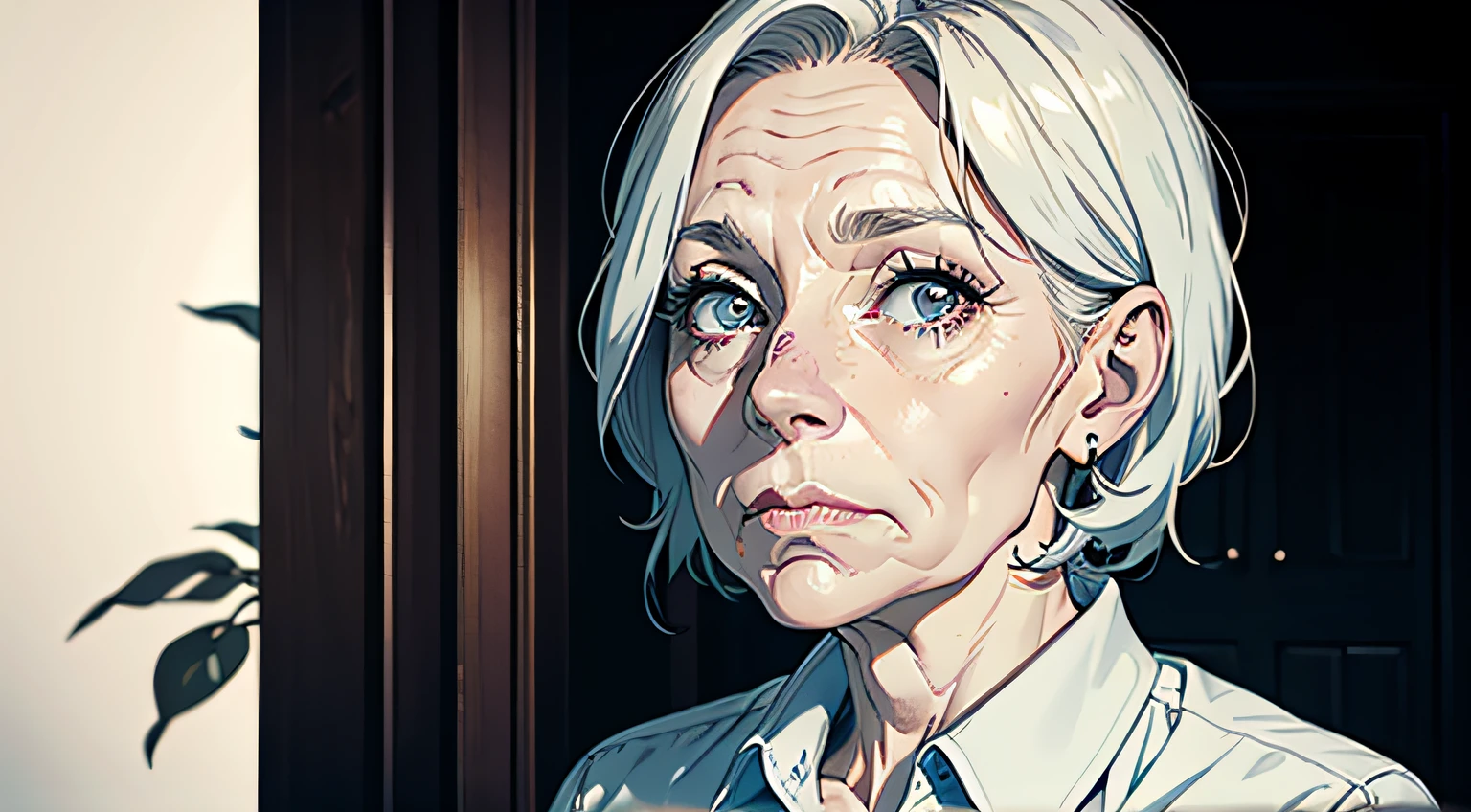 50-year-old ugly woman,Face full of wrinkles,Pale,darkly