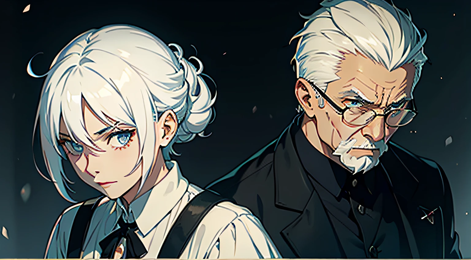 An old couple with white hair，hatred