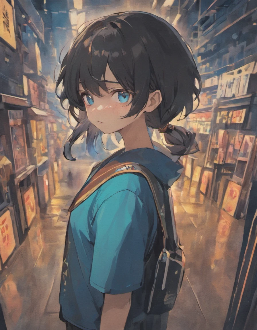 Best picture quality, masterpiece, heavy acrylic, pen touch, avatar, portrait, black hair, blue eyes, Western school uniform, male , student, school, bad, evil, anime, pixiv