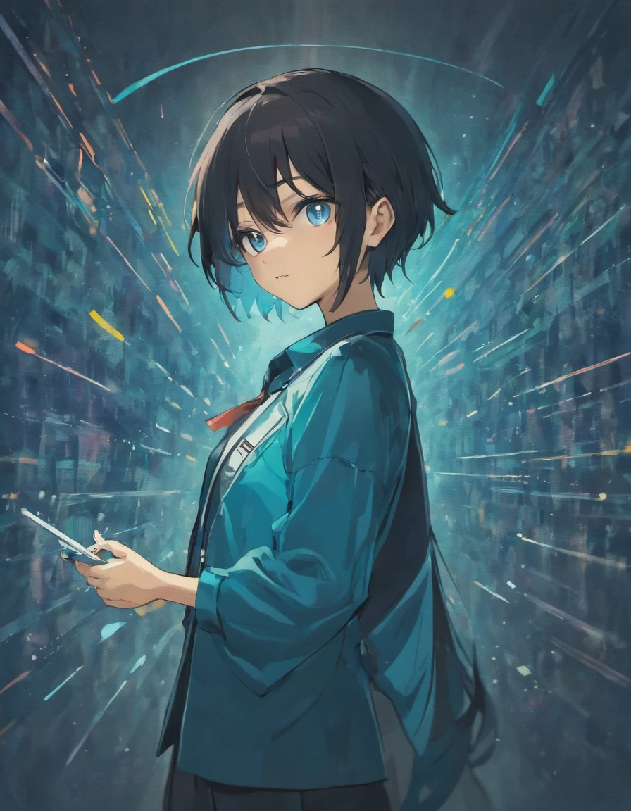 Best picture quality, masterpiece, heavy acrylic, pen touch, avatar, portrait, black hair, blue eyes, Western school uniform, male , student, school, bad, evil, anime, pixiv