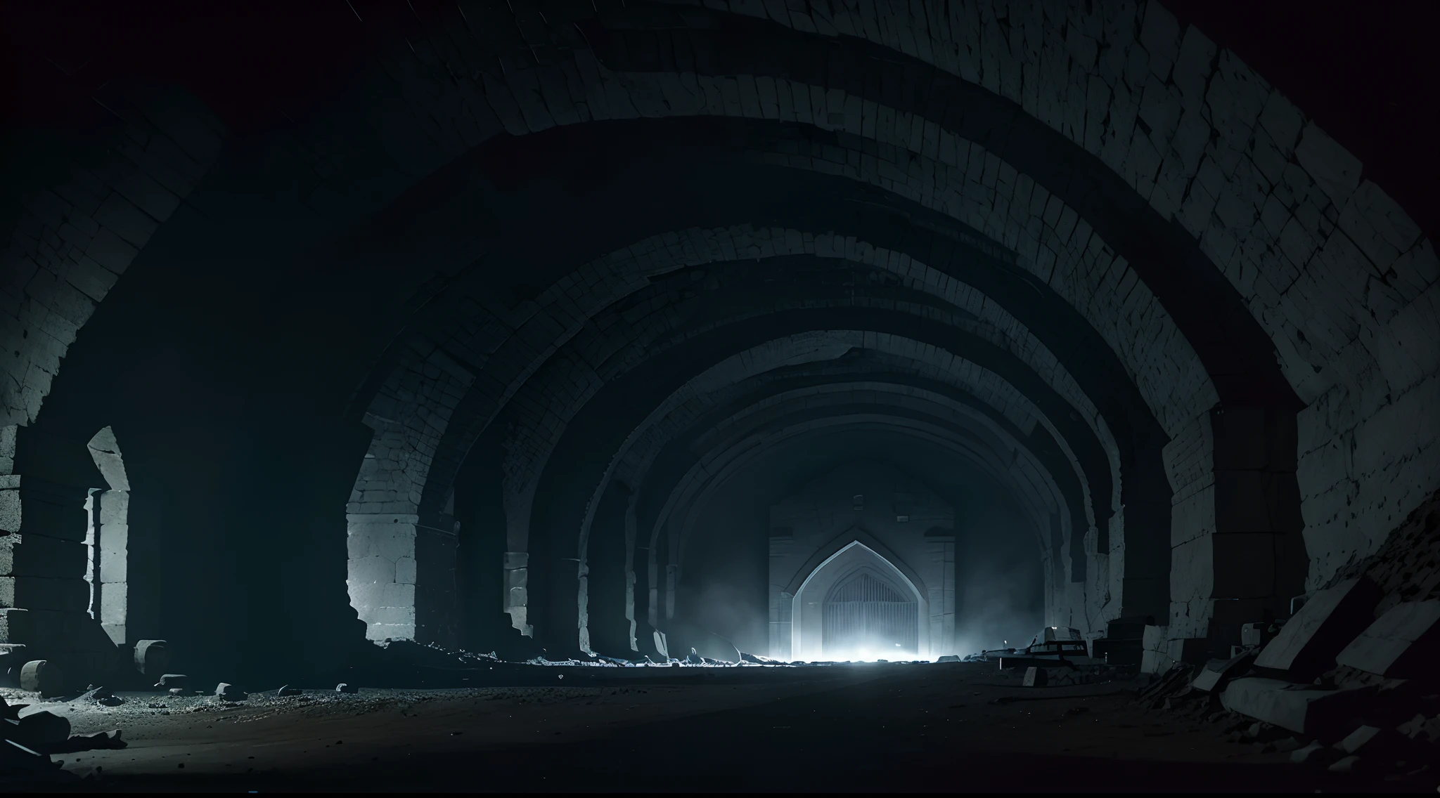 Grandiose interior of the Moria mine, une mine souterraine (by writer J. r. r. Tolkien du Seigneur des anneaux), bluish and white in colour. endroit sombre, excavation de mithril, Mines sombres, Little light (aucun feu), Dusty mines. (aucun humain) (16k, Best quality, Hdr, Better resolution, Masterpiece : 1.2) , bokeh, Realistic Photography, canon 5d4.