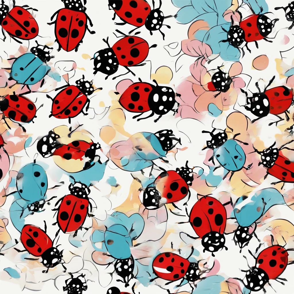 Cute ladybird illustration, line-drawing、Wind drawn in pencil、monochromes, icons, simple