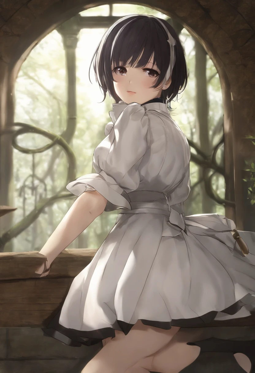 white hairband, black hair, parted bangs, medium hair, brown eyes, white dress, white gloves, obi, black pants,
light smile, mature female, 2d,
rocks, boulders, lake, moss, forest, light rays, volumetric lighting, subsurface scattering, arms at side, hand on own chest,
BREAK light particles, holy light, cowboy shot,
lora:jun_kazama:0.8>, jun kazama, hairband, dress, long hair,handcuffed, arrested by police, escorted by cops.handcuffs behind back