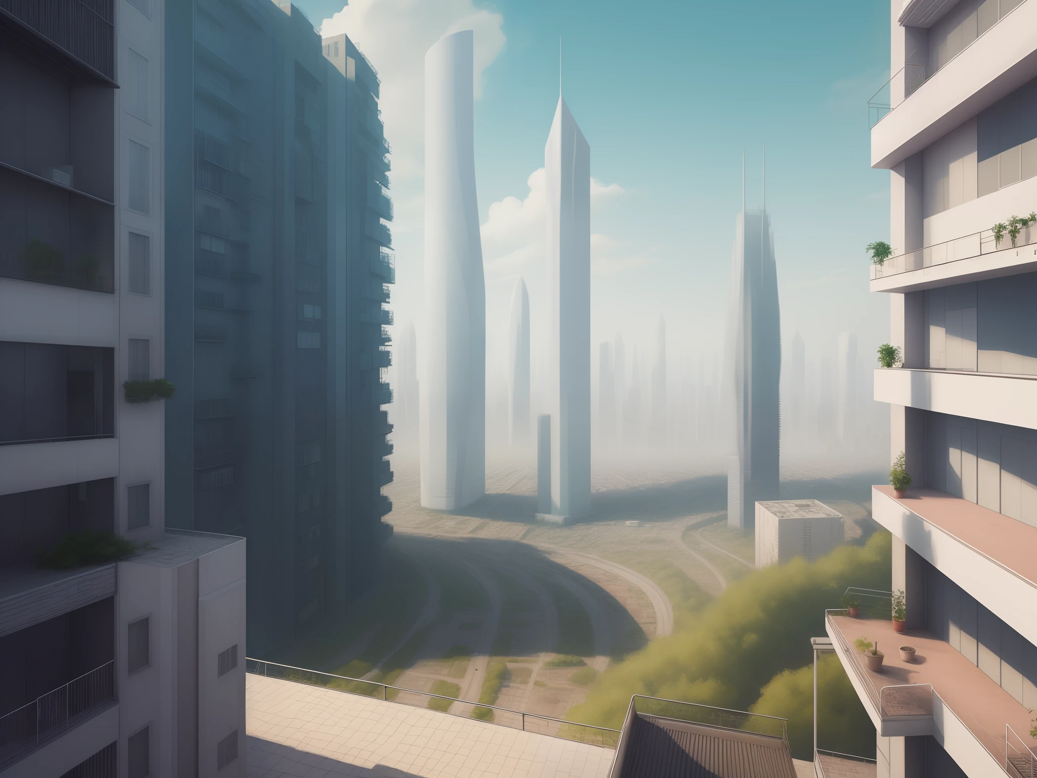 Vaporpunk city flat paint