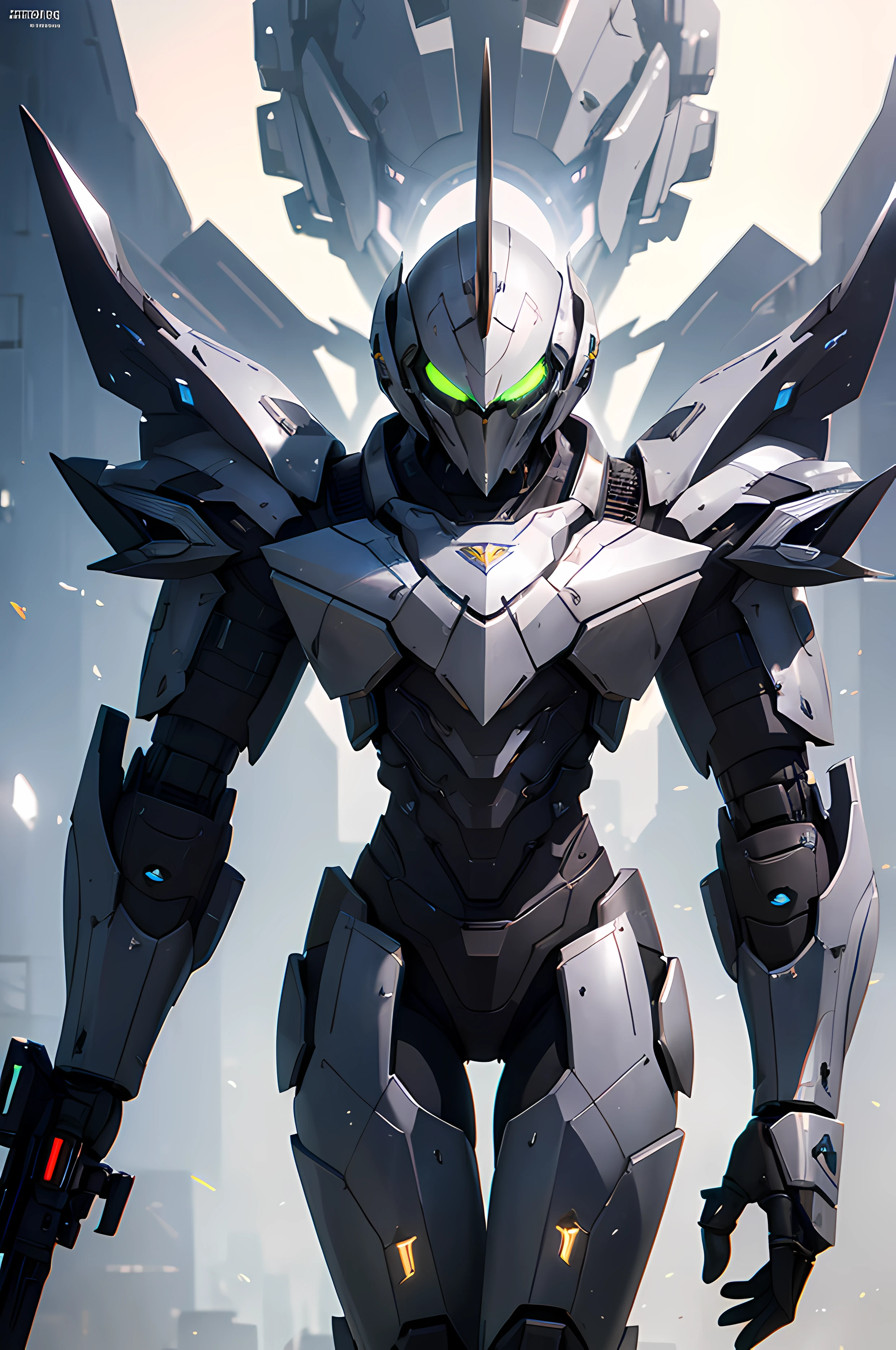 Sci-fi knight, fine armor, intricate design, mecha details, silk, cinematic lighting, 4k, floating hair, sharp, prism, shining knight