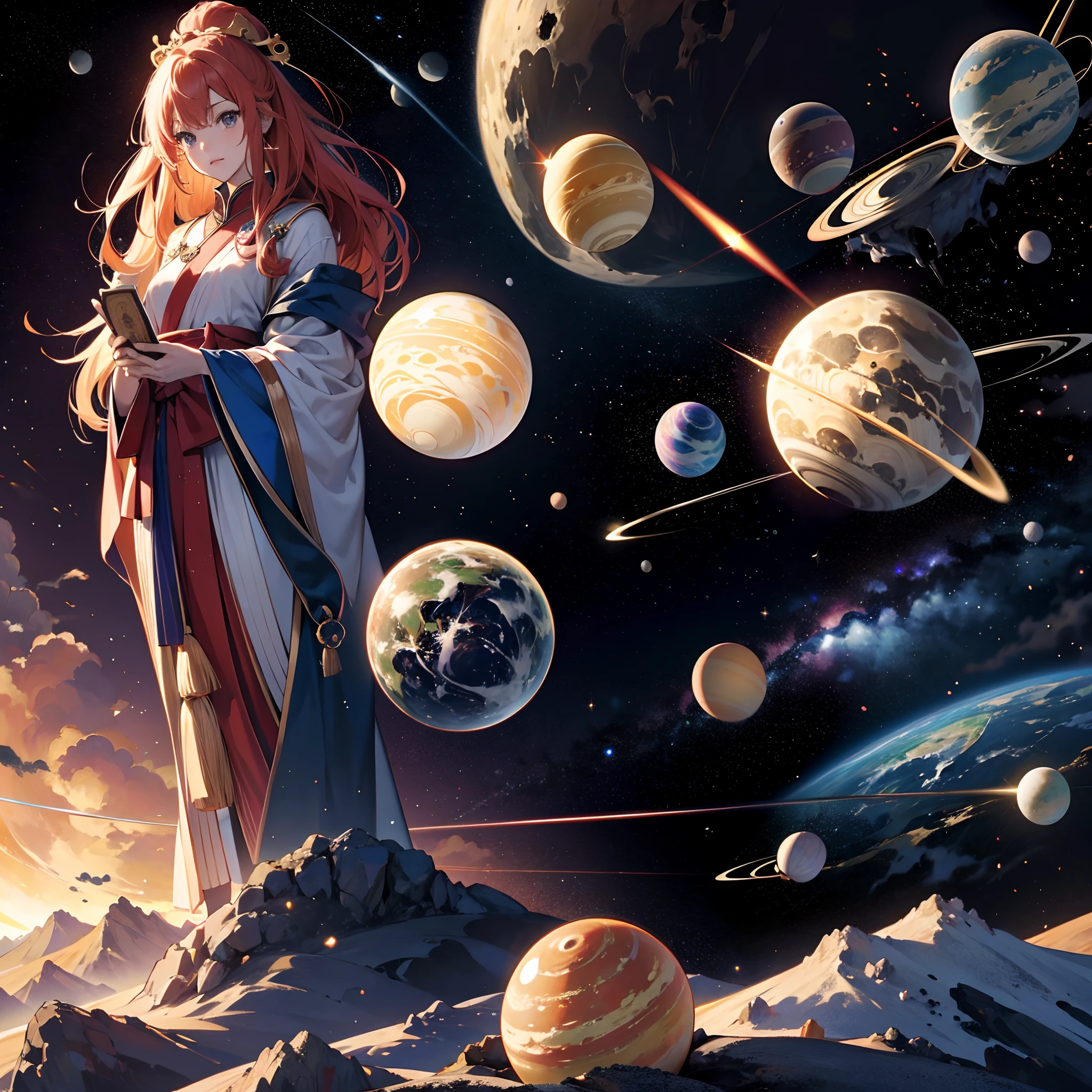 masutepiece, Super Detail, High quality, awardwinning, 8K, All the planets of the solar system, scientific fiction, An majestic, Cosmic scale