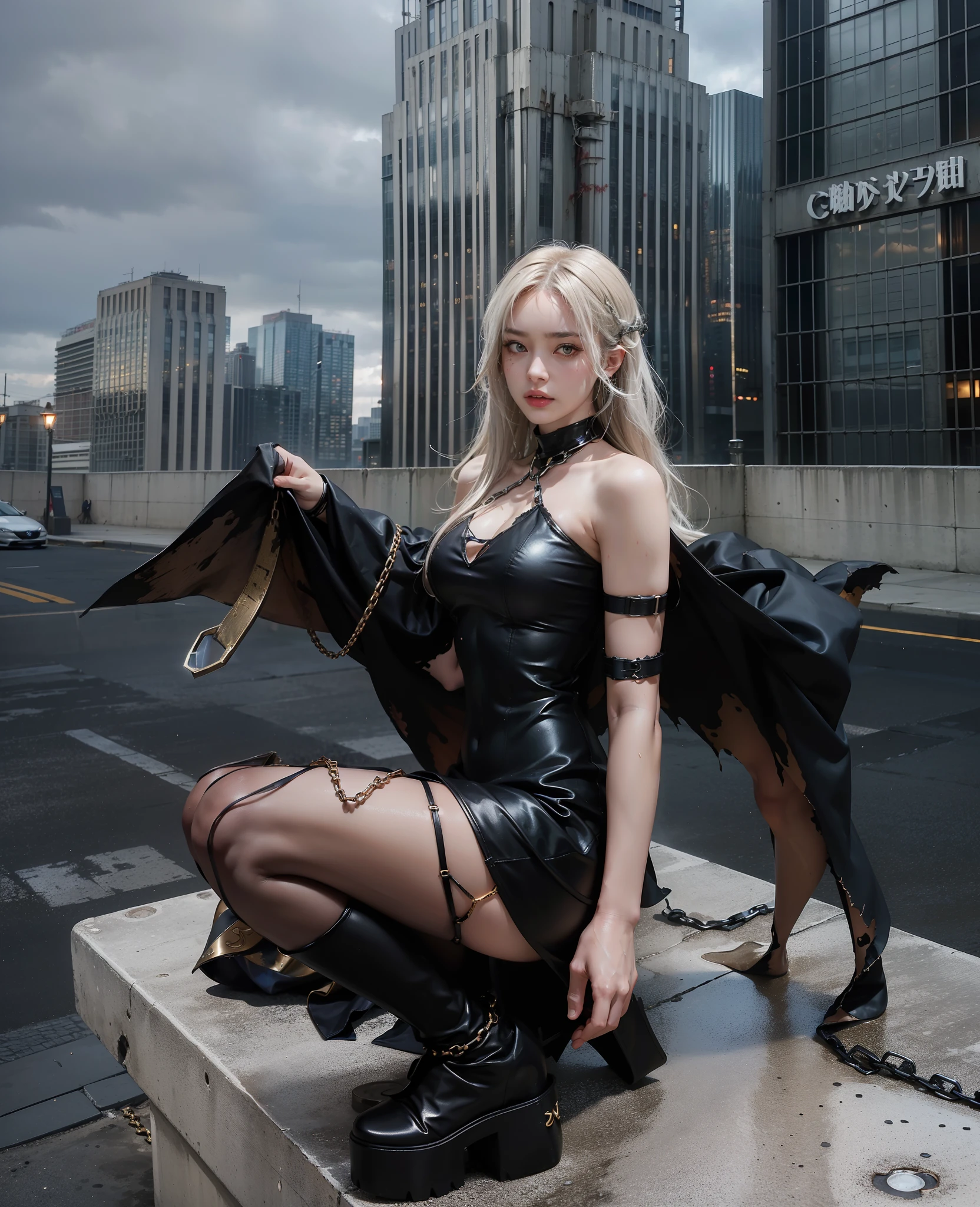 ,((Wearing a torn sheer costume of a superheroine)),(, No bra)), Wet crotch, Wet thighs, Beautiful girl with accentuated slender abs: 1.4, (((nipple tips protruding, areola is protruding, The shape of the pubic region is clearly visible)), sixpack abs: 1.4, Bust Botox, Photo, Sharpness, Unique 850 4, Koda850 k portrait camera, F1.6 shots, Ultra-realistic textures, Spectacular light textures, Cinestil 800 Fashion Mechanics, (futuristic sci-fi battle fashion: 1.1), (tied perfectly by chain), Restraint, Slaves, collars, ((wide prison with sunlight)), Dark fantasy, Realistic material details, extreme hight detail, Ultra-realistic materials ((Torn costume))), Wet, Cloudy, (Chained)), ((big emphasized by chains)), ((chains digging into crotch)), ( (Collar)), (, No bra), shredded costumes, broken golden shields and battle spears,, White combat gloves, Combat shoulder armor, Blood splattered on the face, Blood splattered, Realistic, (Bruises, Dirty, ripped clothing, skimpy clothing, Blood: 1.3), Torn Cape, Torn pantyhose, Long legs, ((iron pipe in the crotch)), Metallic shackles and fetters, ((chains hung from heaven)), Wet crotch is clearly visible, Swarovski's sword and the anatomy beneath his feet, (futuristic sci-fi battle fashion, Torn mesh stockings),