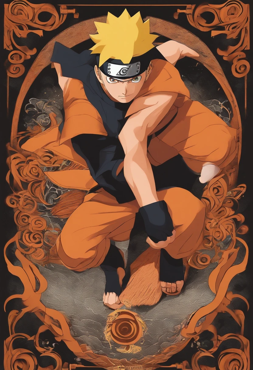 "Create a breathtaking movie poster inspired by Masashi Kishimoto's Naruto, showing the legendary Naruto Uzumaki in all his glory."