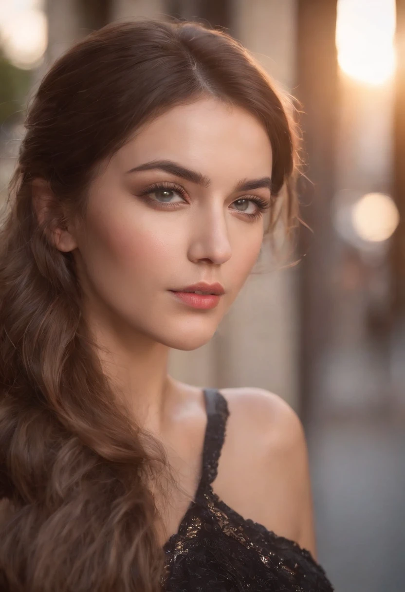 (Sharp focus:1.2), Photo, Attractive young woman, (Beautiful face:1.1), Detailed eyes, lusciouslips, (cat eye makeup:0.85), (largeeyes:1.0), (Toned body:1.2), , Curvy body, Wearing (sunder:1.2) on a (street:1.2). (Moody lighting:1.2), Depth of field, Bokeh, 4K, hdr. By (James S. Christensen:1.2|JeremyLipking:1.1).