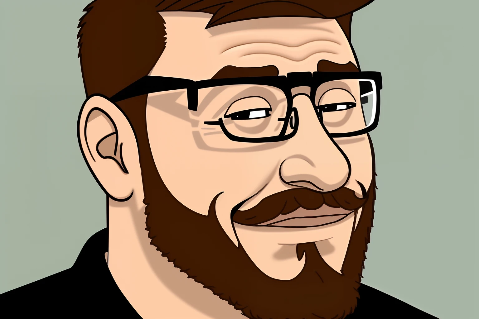 ((Snide smile))Drawing of a man with glasses and a beard, peter griffin face, Cartoon drawing, outlined!!!, peter griffin hairstyle, Cartoon face, Peter Drews, Poorly drawn, Man with glasses, self-portrait!!!!, Funny cartoon, Cartoon portrait, The Face of Ernest Gary Gaigax, Face with beard, peter griffin as a real person, Portrait!!!!!!, Self-portrait with artificial intelligence