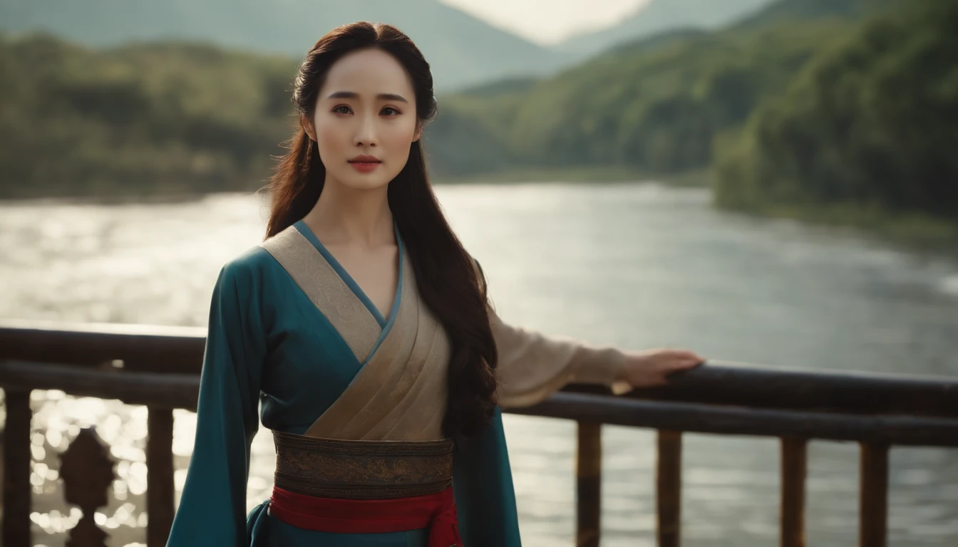 (Star Yang Mi),A classical Chinese woman in a dress stands in front of the river, Beautiful character painting, (Bust photo),Fair complexion, , Slender and graceful, Beautiful, , super sharp focus, realistic lens, Four colors (Scar:1.4), matte painting portrait shot, Rendu portrait 8k, Beautiful digital artwork, Digital painting for film, 8K Artgerm bokeh, Amazing 8K character concept art,Reallightandshadow,super-fine,4K,Naturally moving,Realistic,超高分辨率