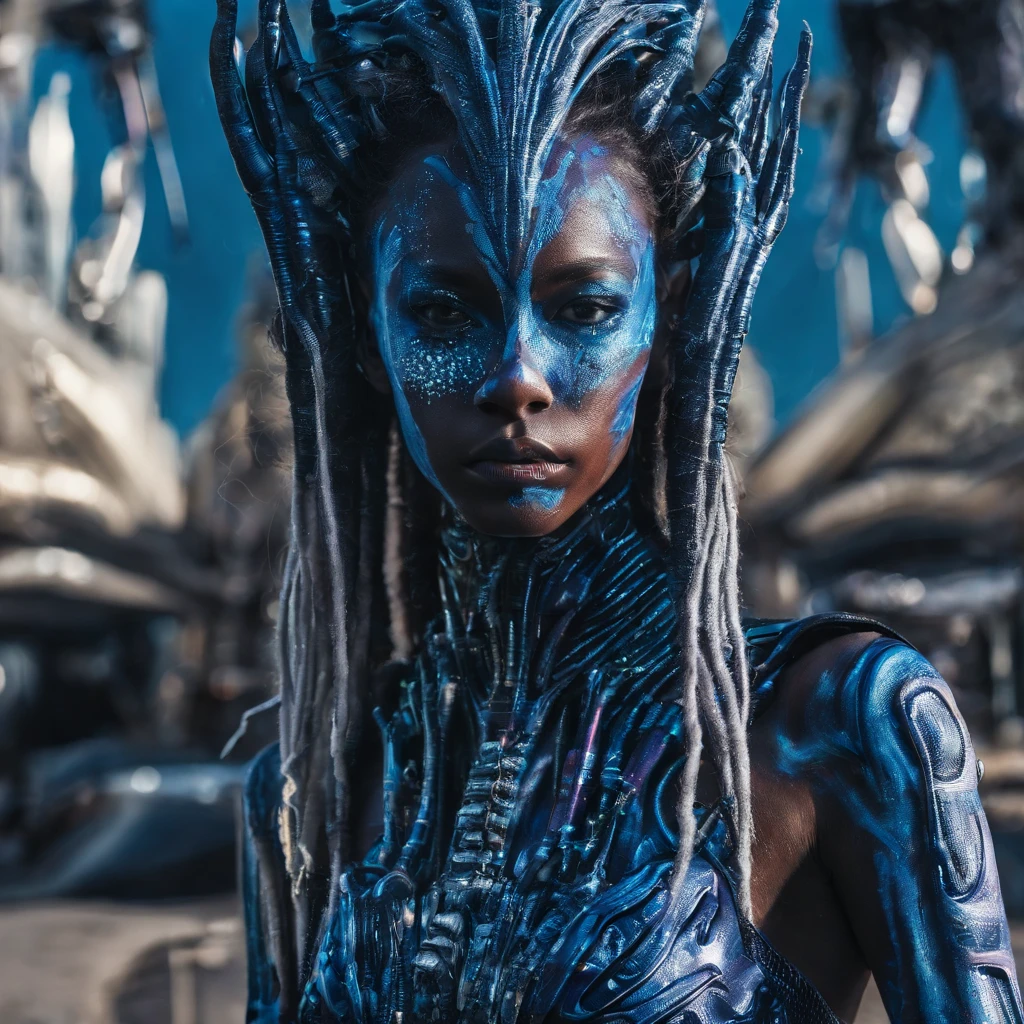full body length shot,nerd graphite  Alien Entity,native africa slave ,nowadays azctec central city,Cinematic,soft colors, Technicolor,natural skin textures, hyper realism, hyper detailed,Extremely detailed,High contrast,Masterpiece,Realistic,Ultra Detailed, intricate details,realistic humid leather,extremely intricate details,Epic Realistic, cinematic style, irina yermolova,high contrast,hdr,extremely detailed, [deep night landscape],masterpiece, intricate details, eyes extremely detailed, high detailed eyes,8k resolution,retina, Nikon Z9,Korea,orc,Egypt, Pisces, transition between two art styles, Double contact, X-ray, Creative, vivid light, fantasy, Abstract, Surrealism, super detailed, high resolution,insanity wear,skin  almost translucent,  Mestichino,Light particles,chaos,starfish's leather
