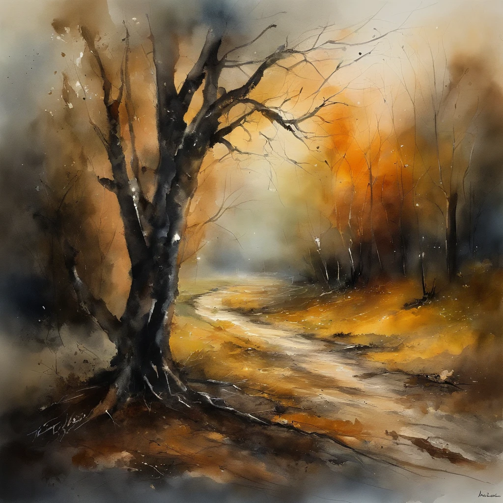 A park leaves of dry trees fallen to the ground, Uma sombra em Forma de andador, Noite estrelada, Thick fog on the ground, Luz azul no horizonte, Motor Unreal 5, cinemactic, Low-angle photography, motion blur, proFundidade de campo, dust, Cobblestones and dirt. arte splash, pingando tinta. Perfect color classification. inFluenciado por karel Appel e jeremy mann, Full of dramatic and threatening scenes, hiper-detalhado, Beautiful, detalhes insanos, detalhes intrincados, FotograFia Editorial, FotograFado com uma lente de 50mm, proFundidade de campo, Tilt Blur, Velocidade do obturador 1/1000, F/22. Mapas de luz, super brilhante