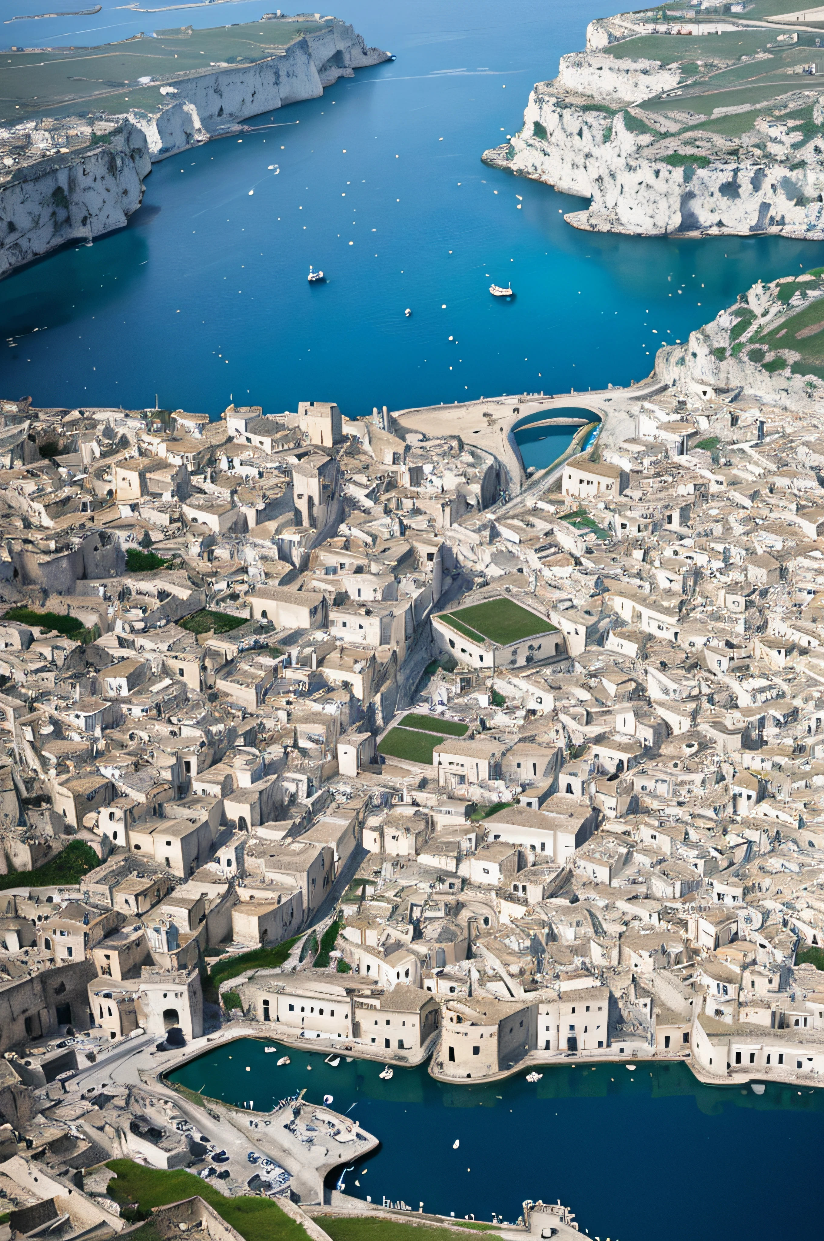 white and black photos of Matera with a blue water, in the style of contemporary collage, animated gifs, album covers, fluid, high detailed, yankeecore, relief