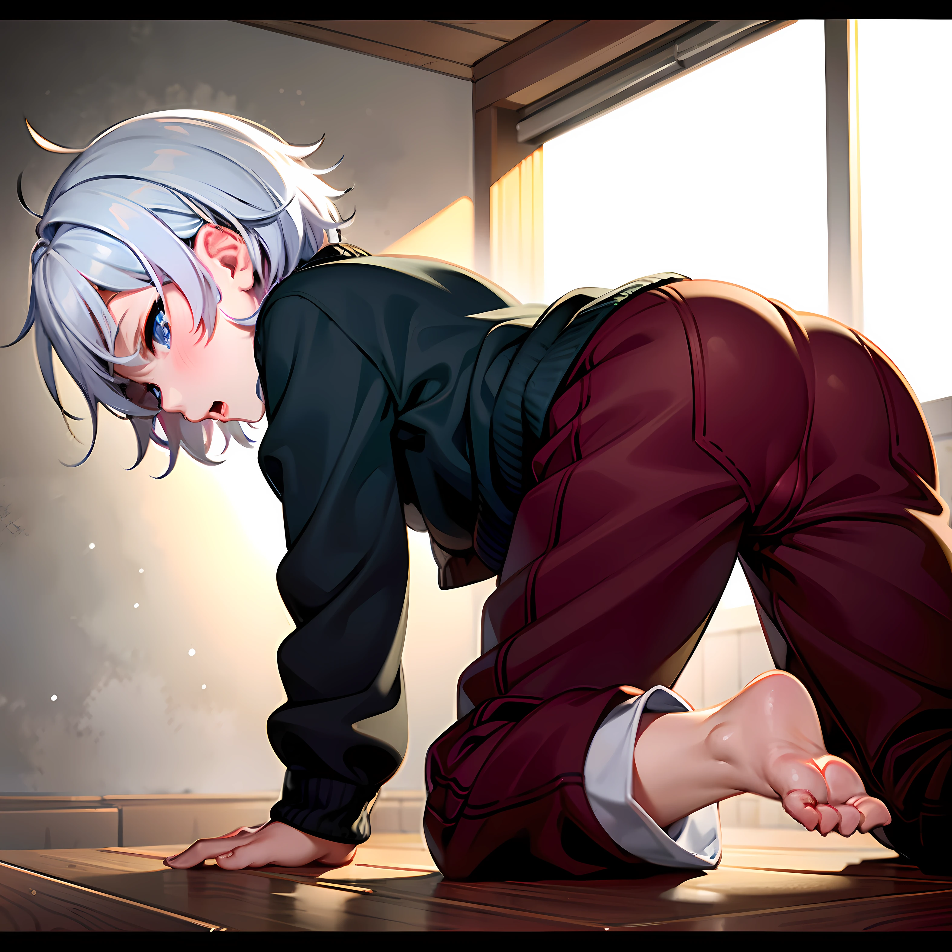 Best quality, shota, boy, bent over