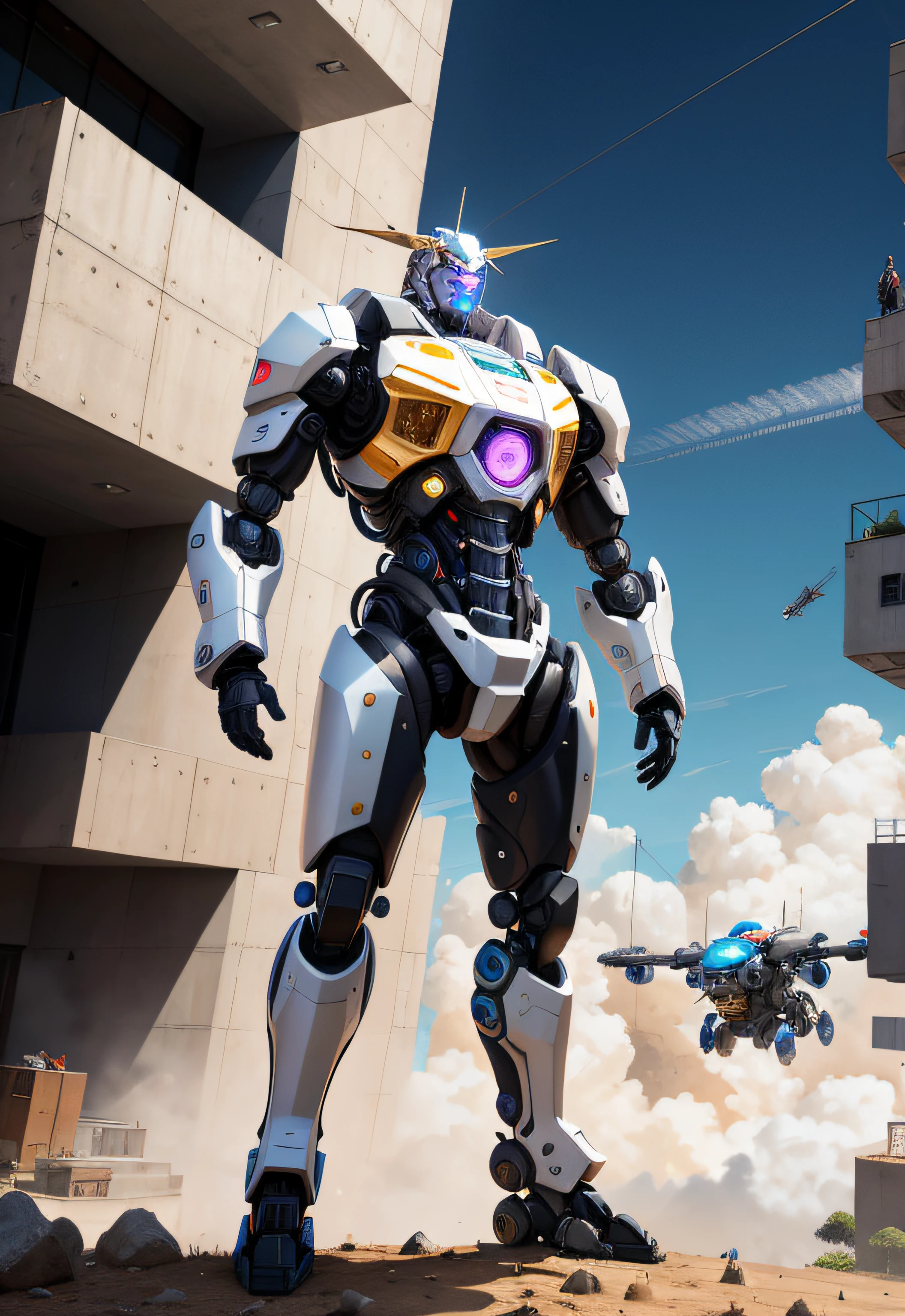 Um robo gigante, (obra prima: 1.4), (melhor qualidade: 1.4), hiper-realismo, surrealismo, 16k, Efeitos Profissionais,