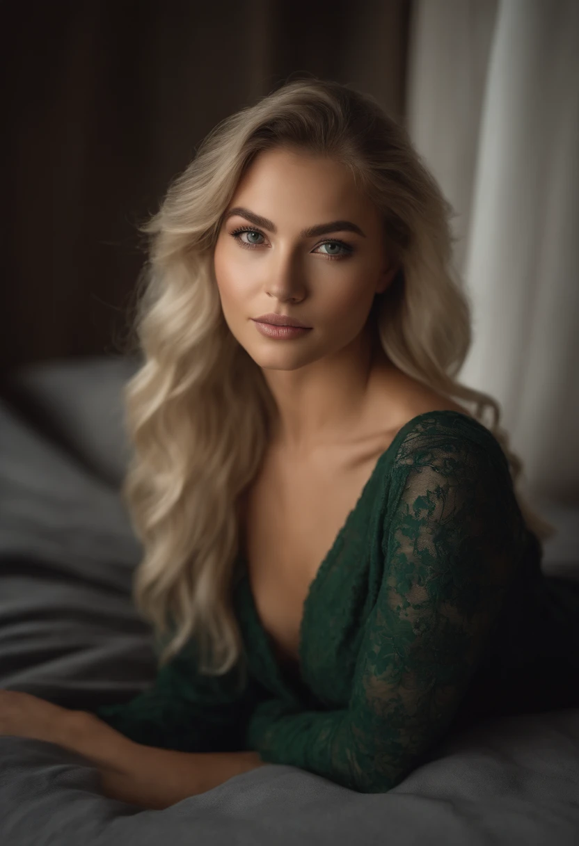 string noir, fille sexy aux yeux vert, cheveux blonds et grands yeux, jeune femme, maquillage naturel, Look directly into the camera, Superbe photo du corps entier, dans la chambre, petit seins, Blonde, Latin, grosses fesses, 24 ans