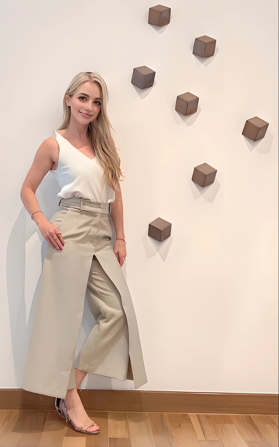 Rosto de uma mulher, americana, 30 anos, pale skin and freckles, olhos cinzas, nariz delicado, soft and delicate lips, cabelo blondie cinza longo e ondulados, sorriso meigo,