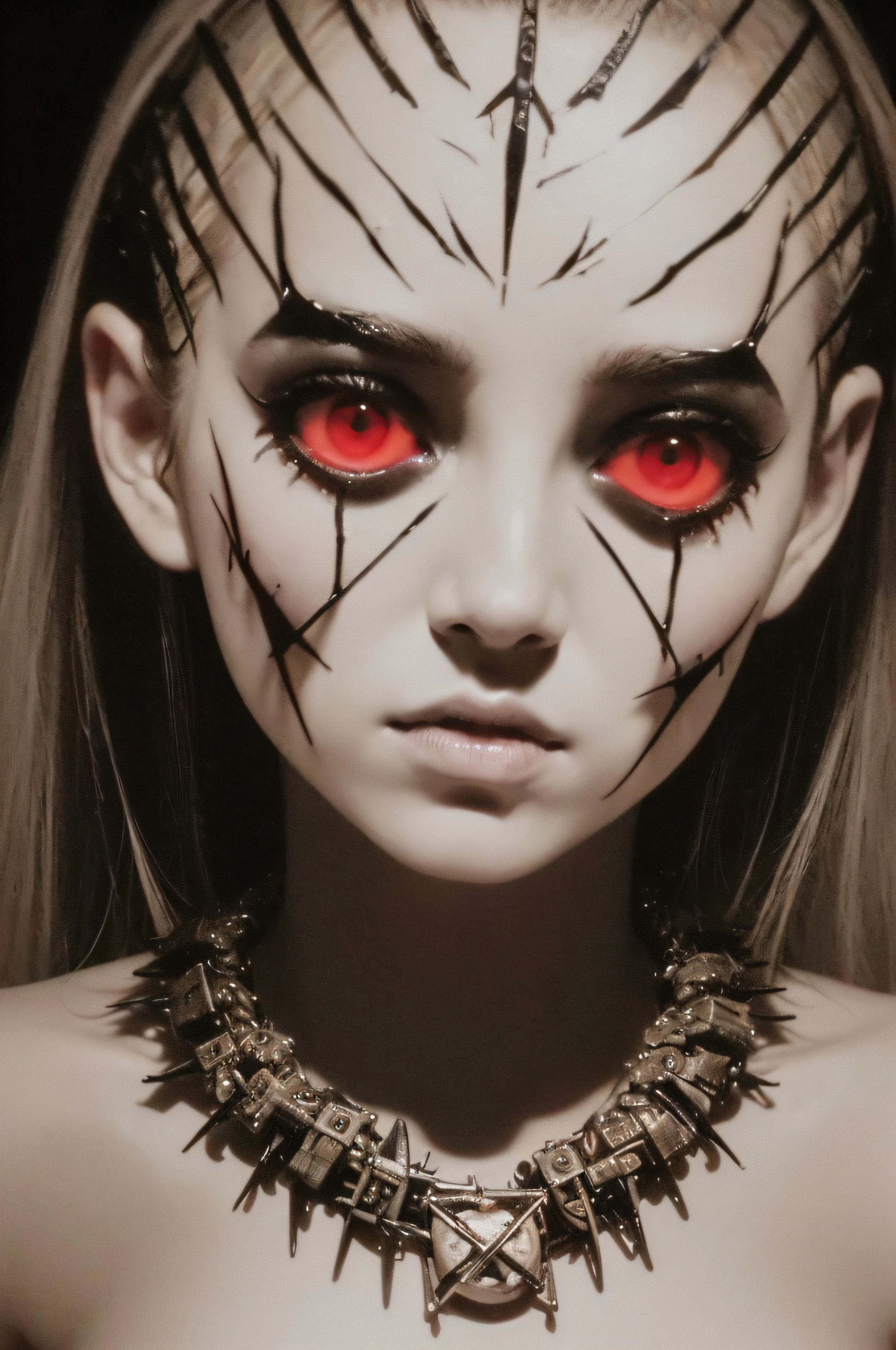 "(The best lighting, oscuro, dramatic),(feto calavera alien, Hellraiser, Cicatrices, , sexy, cerebro, sangre, una rata dentro de la cabeza, terror.),(ojos rojos, calaveras). morning light.
