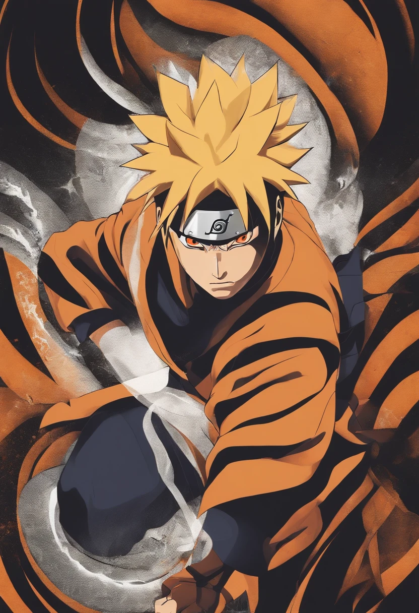 "Create a breathtaking movie poster inspired by Masashi Kishimoto's Sasuke, showcasing the legendary Naruto Uzumaki in all his glory."