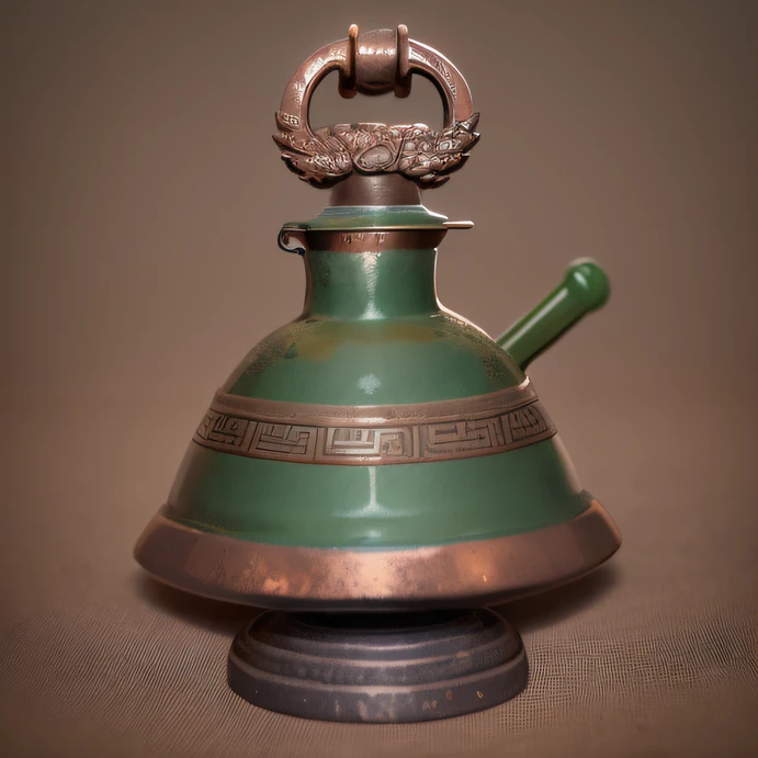 Tang dynasty hammer pattern bronzes,Ancient Chinese artifacts,The bottle is placed on a stone,Total height 28 cm,There is a lid on it,Hinged threads,The buckle is tight。The shape of this copper cleaning bottle,It resembles a copper cleaning bottle unearthed by the shrine monk Tataki。,It can be concluded that it is a relic of the Tang Dynasty,All-over pattern,There is no text