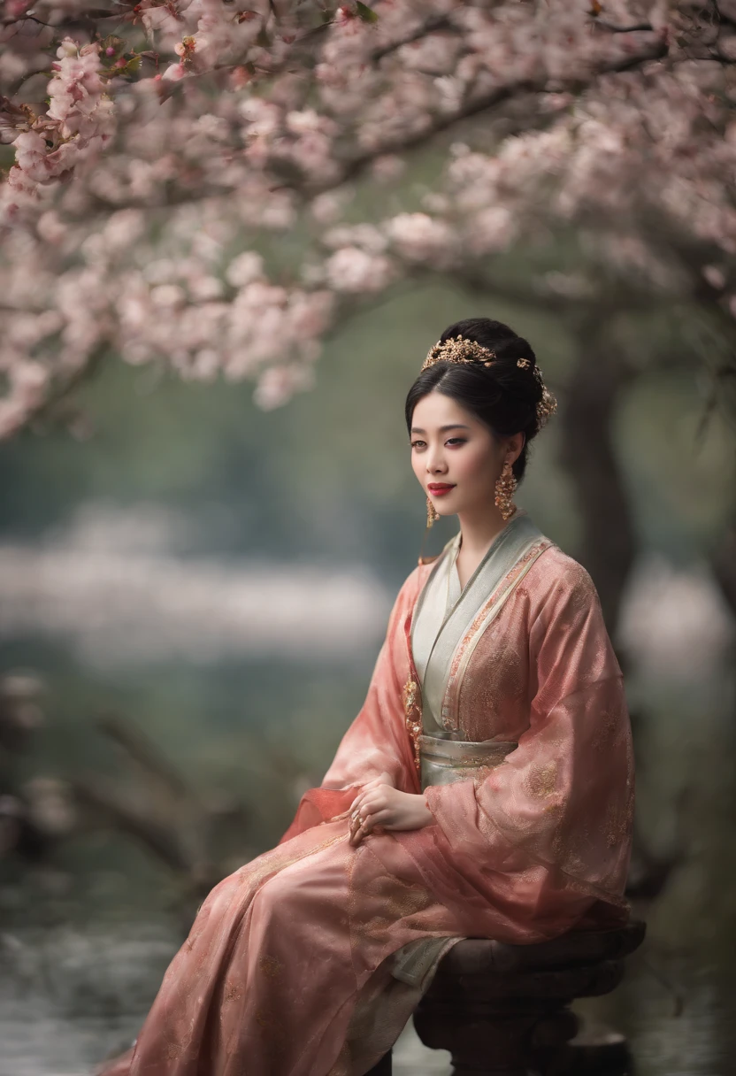 Best quality,(RAW photo:1.2),(Masterpiece:1.4),(Photorealistic:1.4),(A high resolution:1.4),
1girll, Long hair, Braid, Butterfly, Depth of field, From above,
hanami, Cherry blossoms, Lake, beautiful detailed water, Black hair, Long eyelashes,
PureErosFace_V1, Hanfu,
aespakarina,