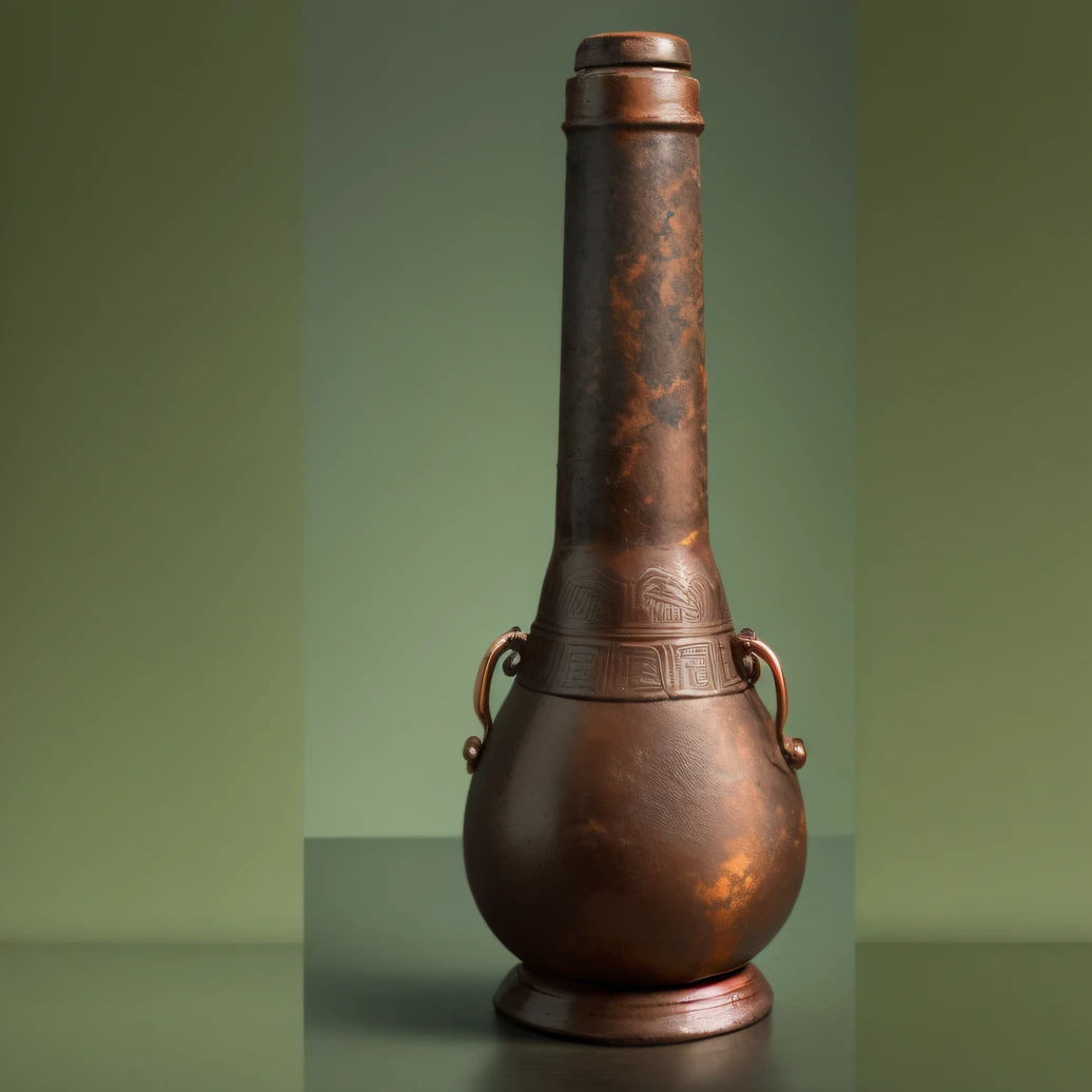 Tang dynasty hammer pattern bronzes,Ancient Chinese artifacts,The bottle is placed on a stone,Total height 28 cm,There is a lid on it,Hinged threads,The buckle is tight。The shape of this copper cleaning bottle,It resembles a copper cleaning bottle unearthed by the shrine monk Tataki。,It can be concluded that it is a relic of the Tang Dynasty,All-over pattern,There is no text