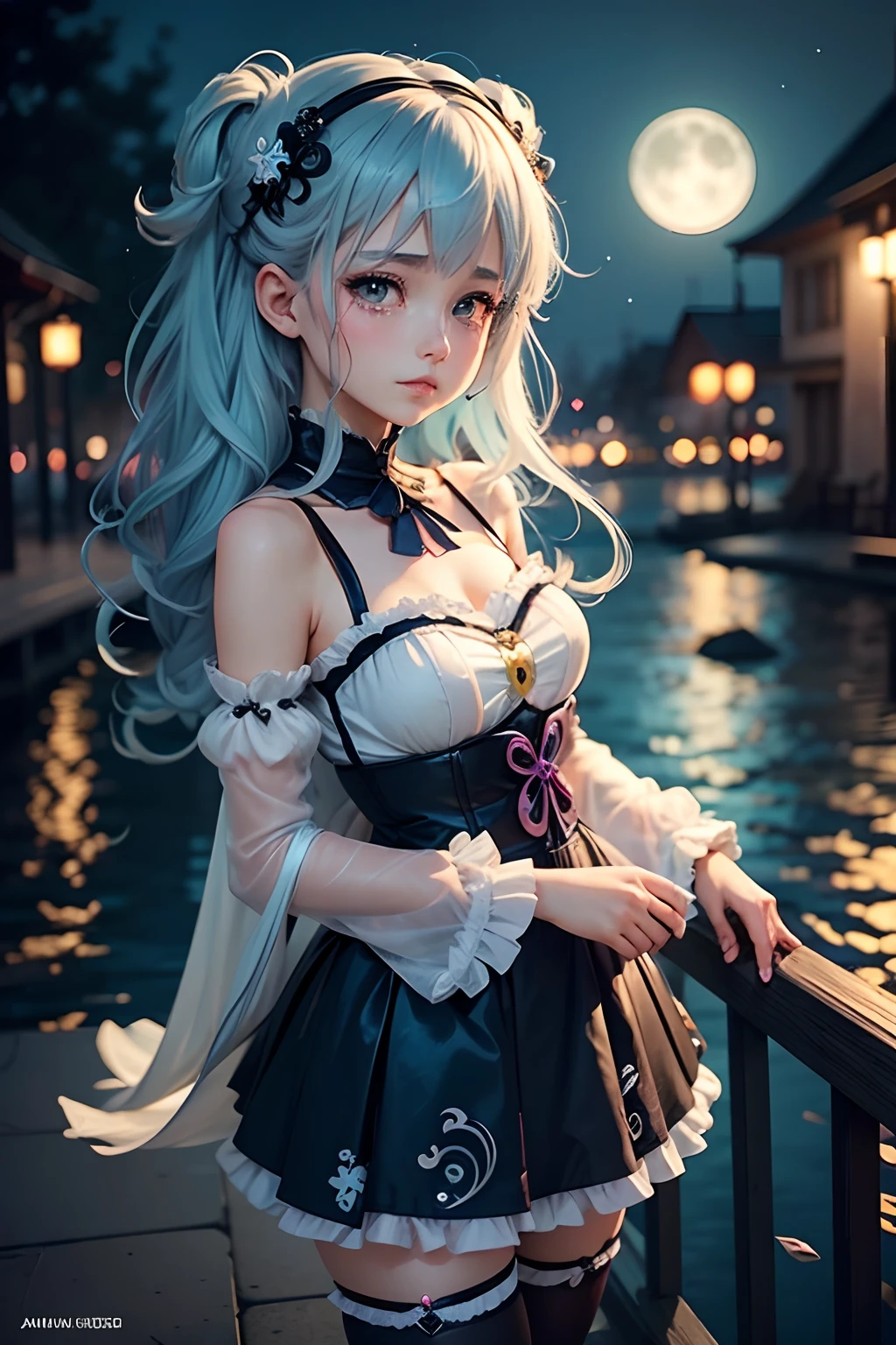 (cancer zodiac) there is a woman with grey glowing cyan hair on underwater with glowing cyan fish, in tears, wet hair, crying, girl in tearsspider arm attatched on back, anime girl cosplay, anime girl in real life, anime style mixed with fujifilm, portrait of magical ta girl, cute kawaii girl, anime cosplay, beautiful anime style, lolityle, anime style, cute anime girl, beautiful anime girl, artwork in the style of guweiz, night background with moon