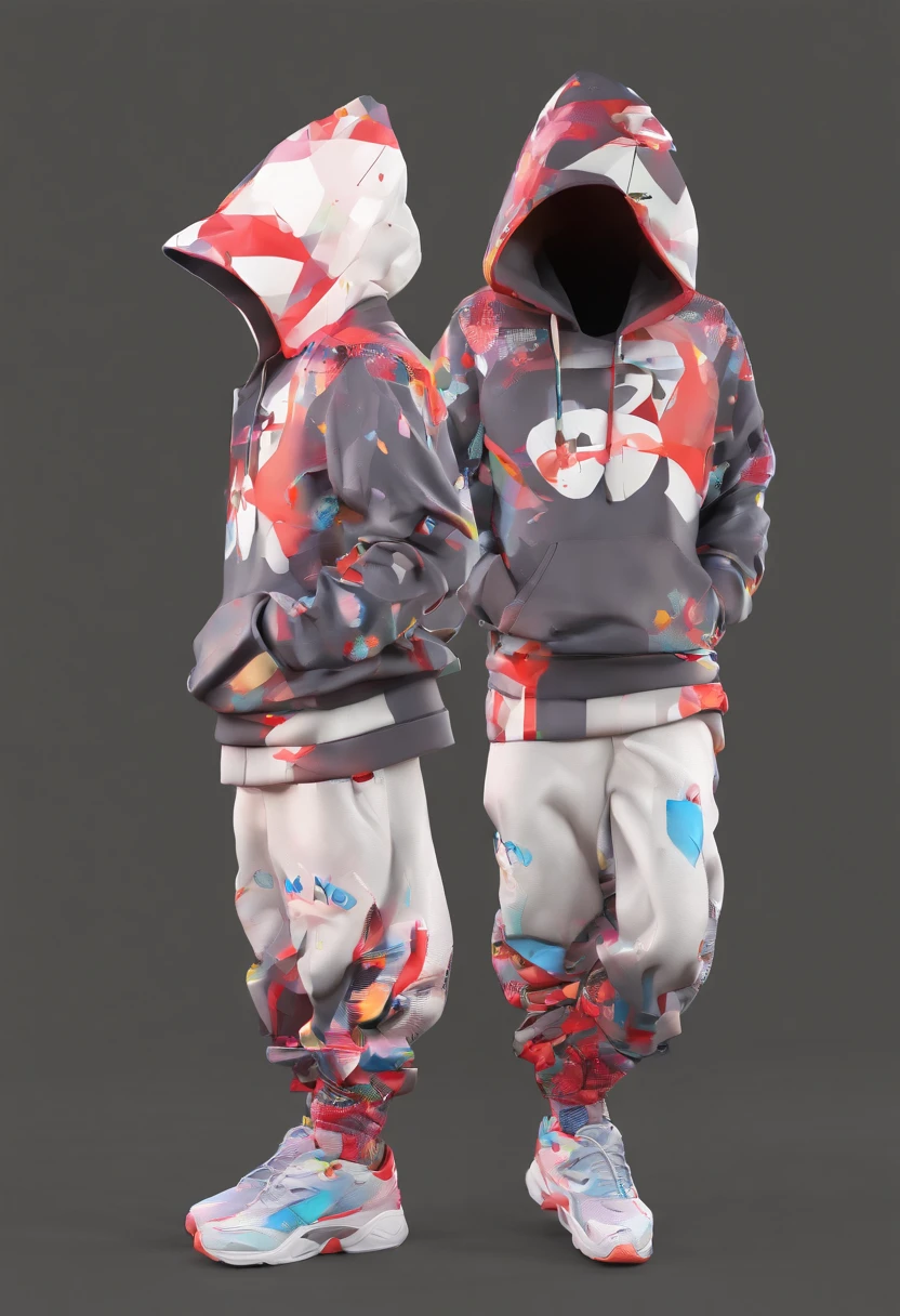 Young Man wearing a Graphic Hoodie, Facing the camera, 8k. Cartoon style, Dark gray background