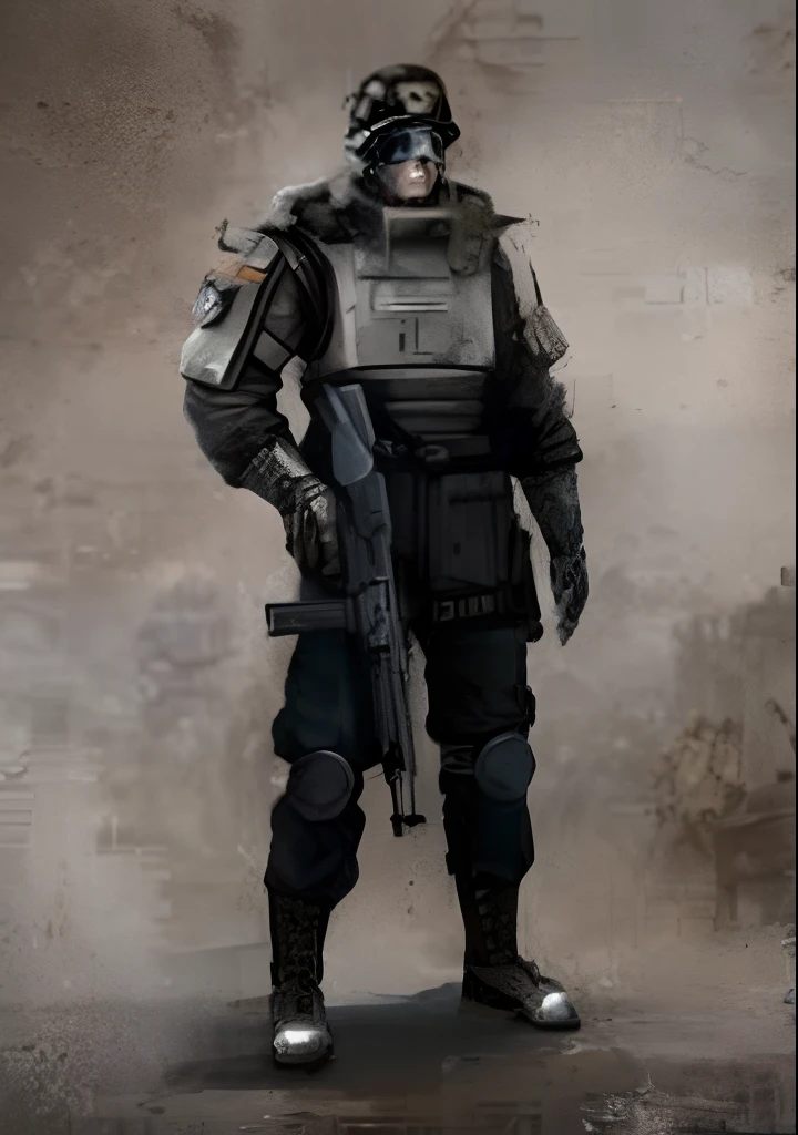 Create an action-packed digital artwork that brings to life the iconic Wolfenstein character, Radioman Sebastian, in the midst of a high-stakes battle. Sebastian should be depicted as a courageous and determined figure, clad in a distinctive all-grey outfit. He prominently carries a radio on his back, which he uses to call in a variety of support options for his comrades.
Showcase Sebastian holding the formidable StG61 in one hand, ready to engage enemy forces with unyielding resolve. The firearm should bear intricate details and convey a sense of power and precision.
Illustrate the radio on Sebastian's back as a pivotal part of the composition. It should emit faint signals, showing that he is in the process of coordinating support options. Visualize these support options in the background: tanks rolling in, aircraft soaring overhead, robots advancing, and reinforcements arriving. Each element should be meticulously designed to reflect the Wolfenstein universe's distinctive aesthetic.
Use dynamic lighting and vivid colors to create a sense of urgency and action in the scene. Highlight the determination in Sebastian's eyes and the intensity of the battle raging around him.
Consider the setting and atmosphere. Is he on the frontlines of a war-torn city, a desolate battlefield, or a secret underground facility? The environment should complement the narrative of the artwork.
This artwork should capture the essence of Radioman Sebastian as a pivotal character in the Wolfenstein series, orchestrating support options to aid his allies in their fight against overwhelming odds. Let your artistic vision breathe life into this iconic character and the chaotic, high-stakes world of Wolfenstein.