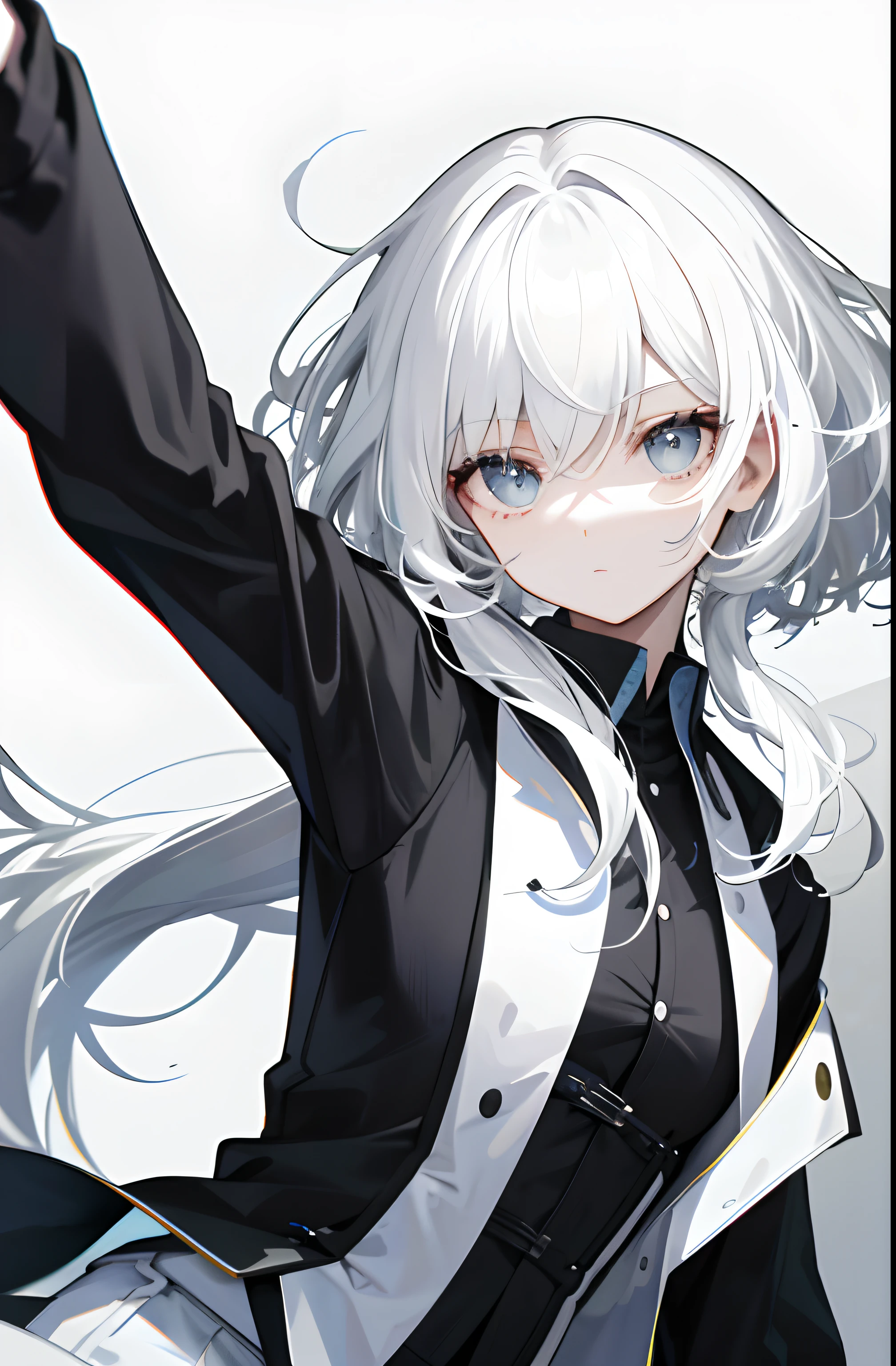 (masterpiece, best quality) medium shot, detailed, 1girl, overcoat, cigarette, dead eyes, cold, serious