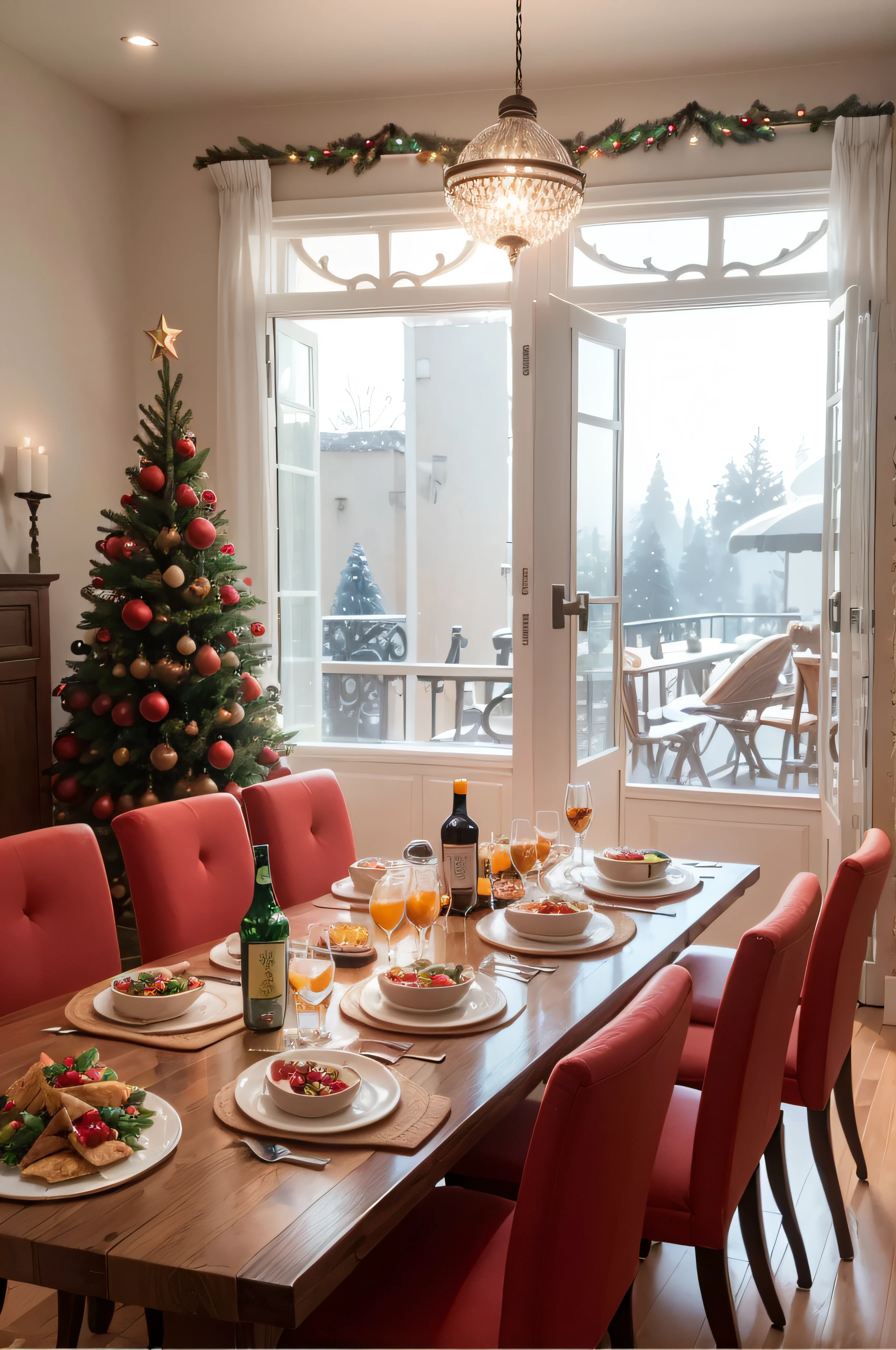 Mejora la comida y bebida, detalle de copas y alimentos, Must be a Christmas dinner 8k oil