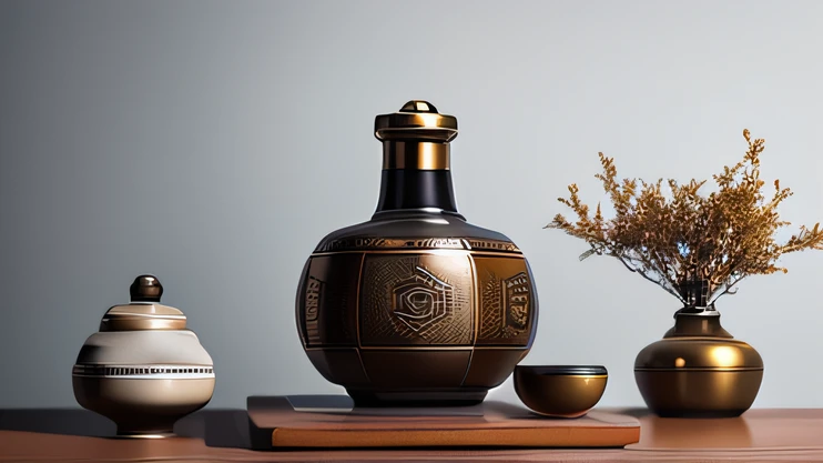 Antique artifacts，The bottle is placed on a boxwood table，Total height 28 cm，There is a lid on it，The buckle is tight，This copper, Bronze bottle in white gold，It resembles a copper cleaning bottle unearthed by the shrine monk Tataki，It can be concluded that it is a relic of the Tang Dynasty，Blue and white inlay，Complete set of work officer kiln, Full branching mode, No text，Forged hammer pattern，Has a small belly，oguchi，sedate，massiness，Shiny and warm